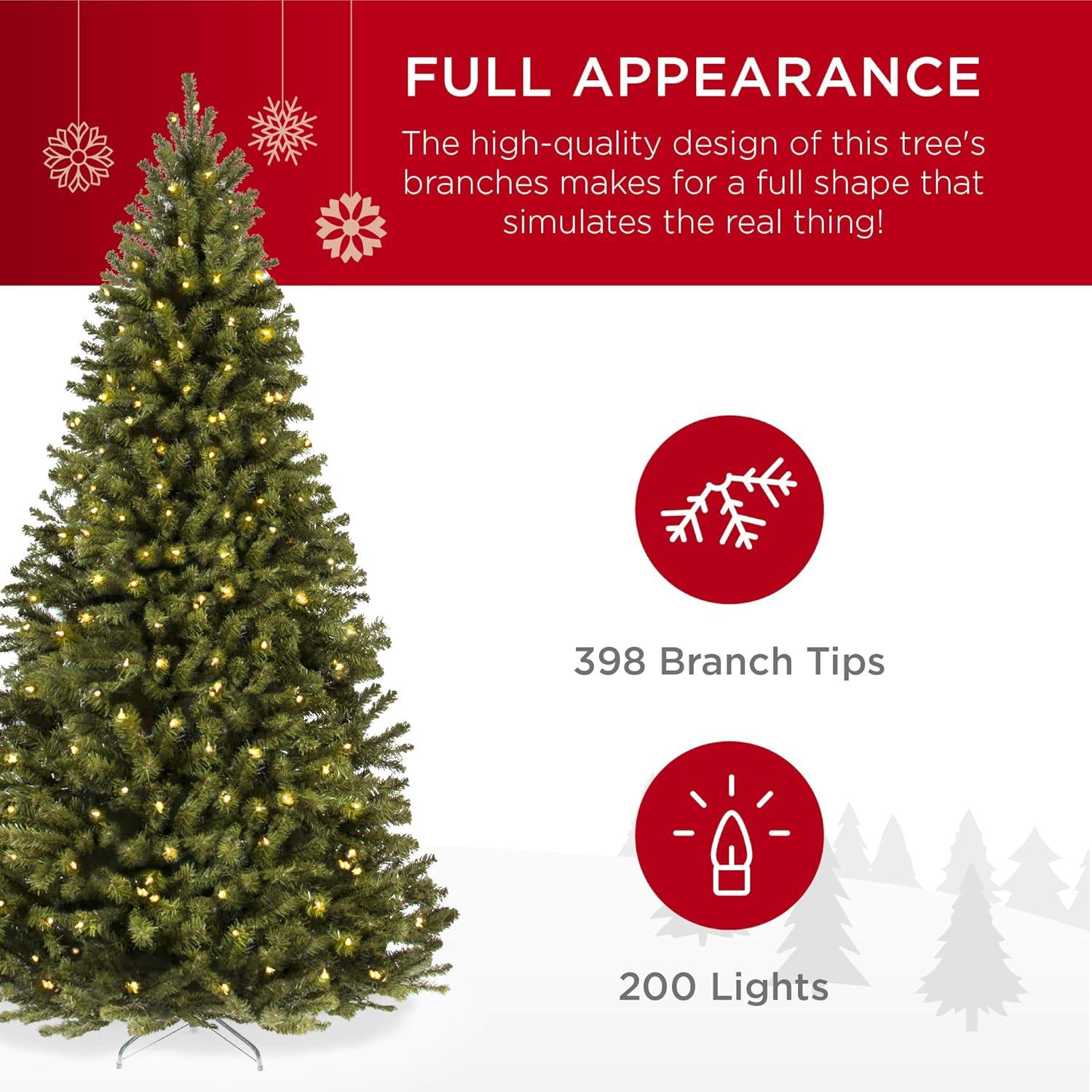 Best Choice Products 4.5ft Pre-Lit Spruce Hinged Artificial Christmas Tree w/ 200 Incandescent Lights, Foldable Stand