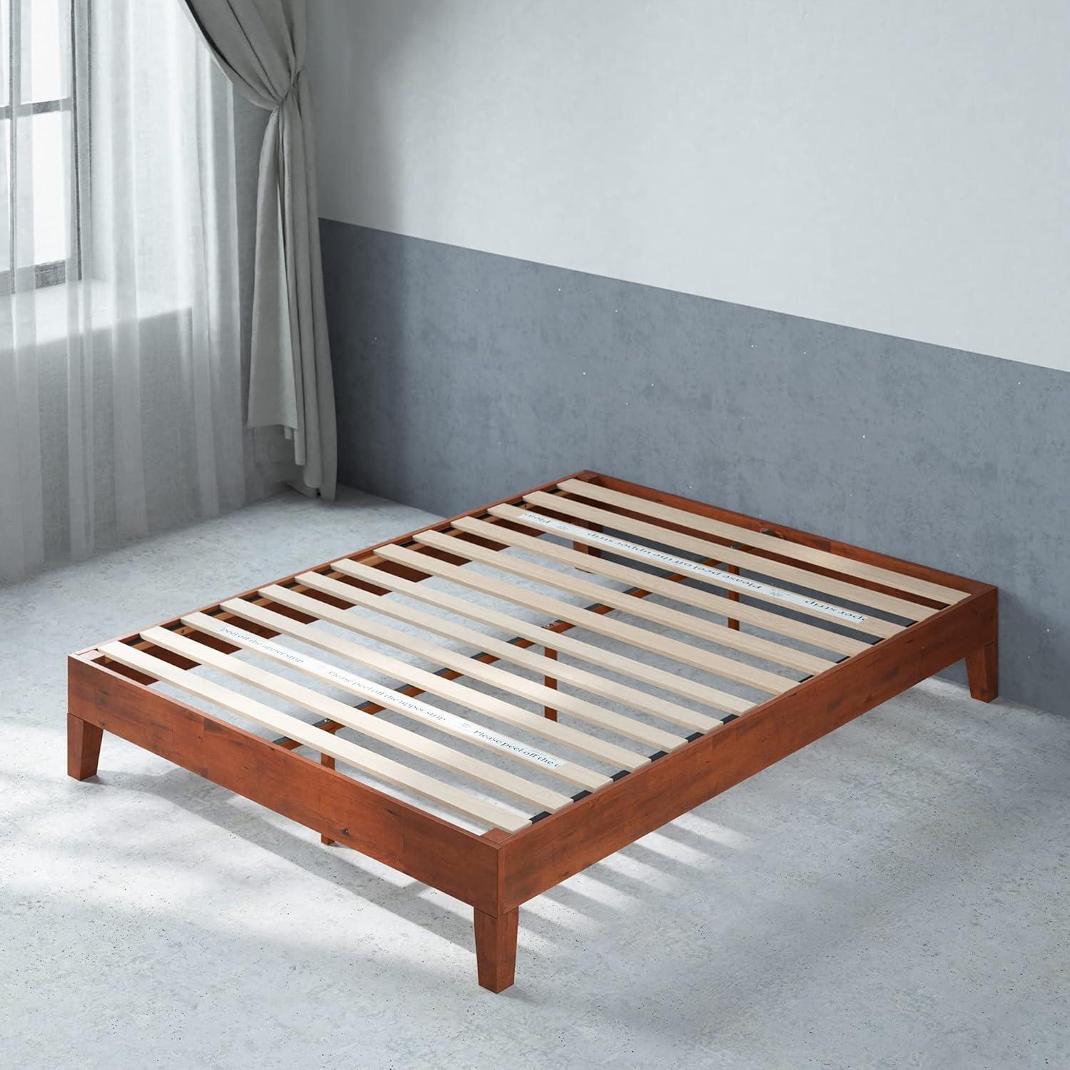 Cherry Queen Wood Frame Platform Bed with Slats