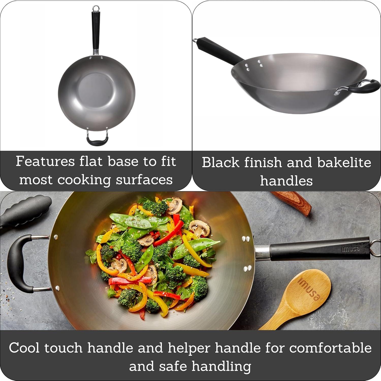 IMUSA 14in Carbon Steel Wok with Cool Touch Handles