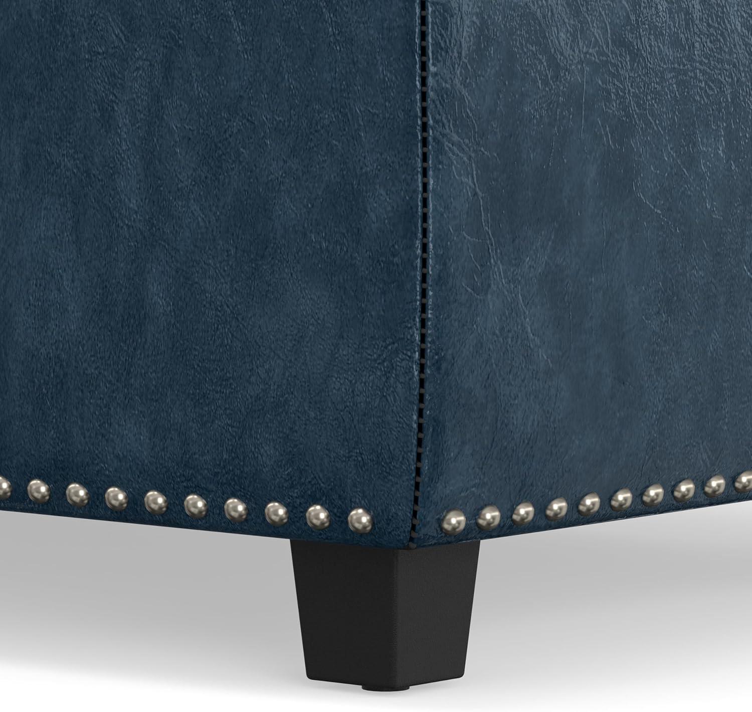 Simpli Home Hamilton 48"W Upholstered Storage Ottoman Bench with Lift-Top Lid, Tufted Design, and Nailhead Trim