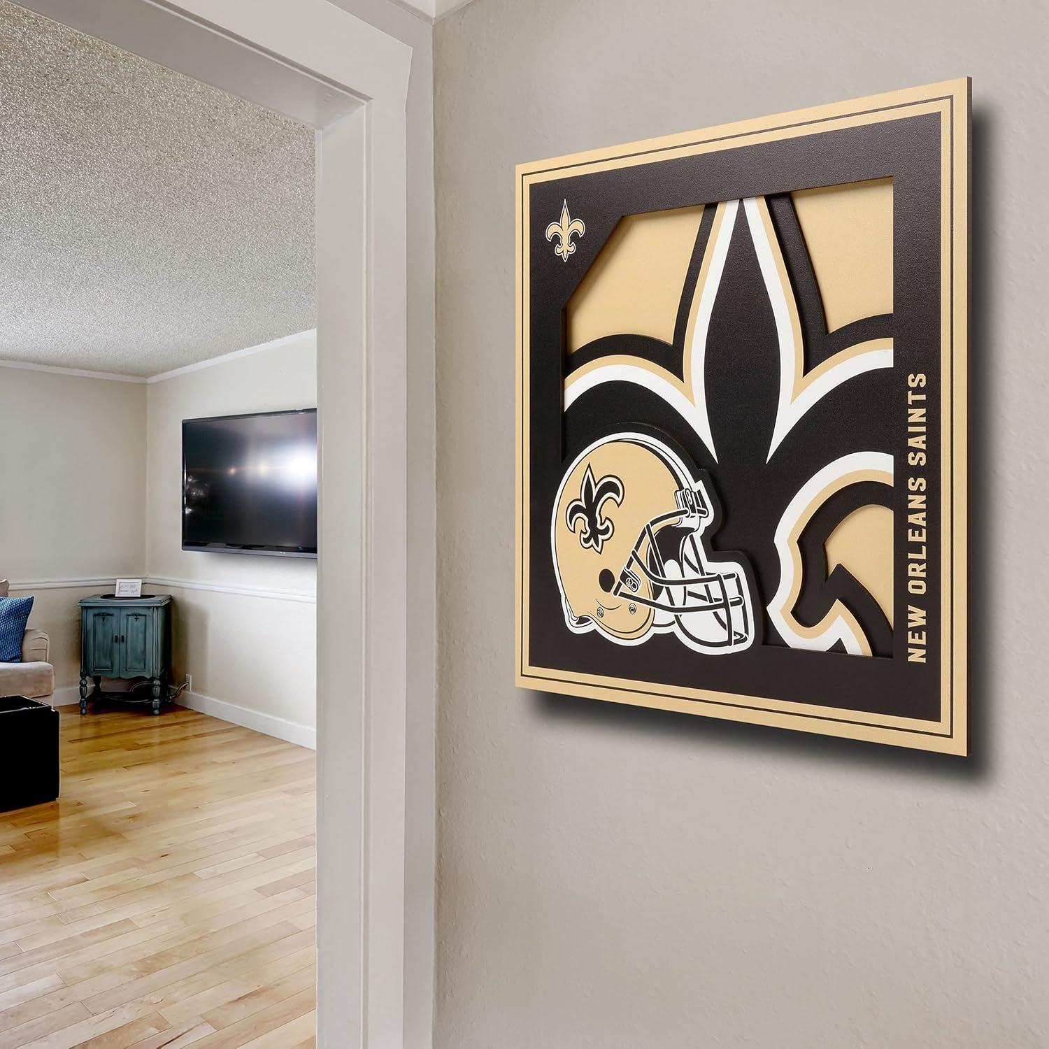 YTF NFL New Orleans Saints 3D Logo Series Wall Art 12X12