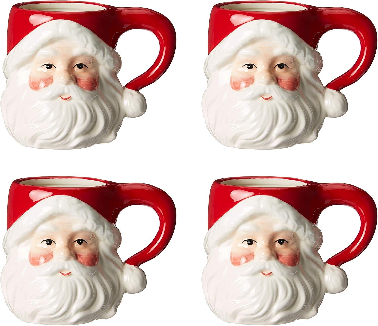 Kevins Gift Shoppe Ceramic Christmas Holiday Santa Mugs ( Set Of 4 )