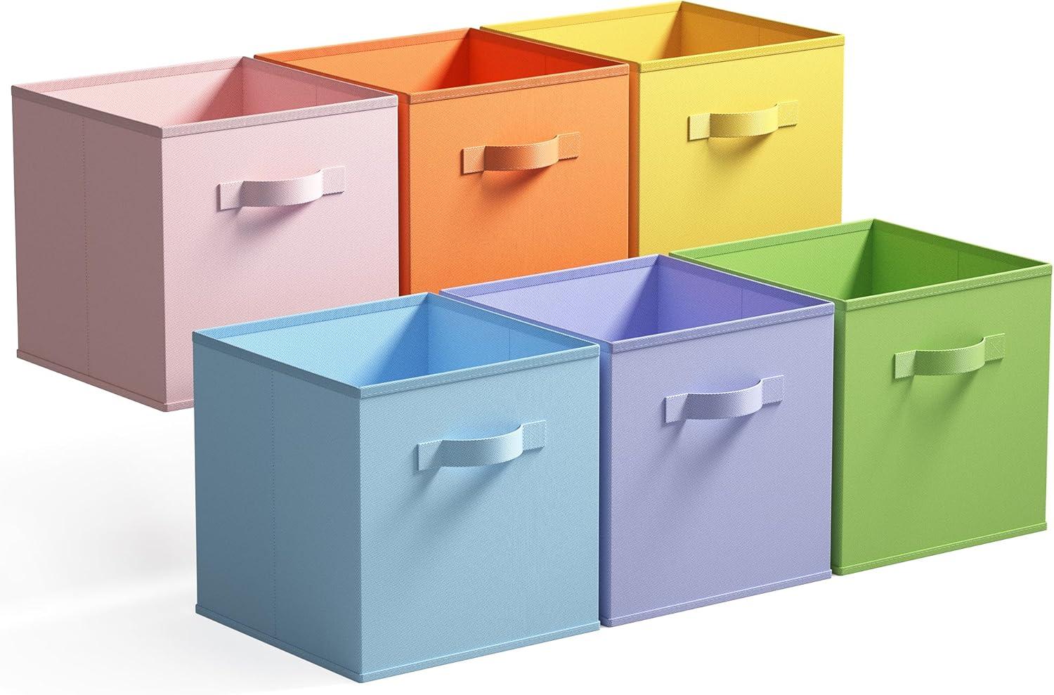 GRANNY SAYS 11 Inch Cube Storage Bins, Colorful Cube Storage Organizer, Fabric Storage Bins, Storage Cubes for Shelves, Closet, Toy Storage Bins for Kids Room, Play Room, Colour, 6-Pack