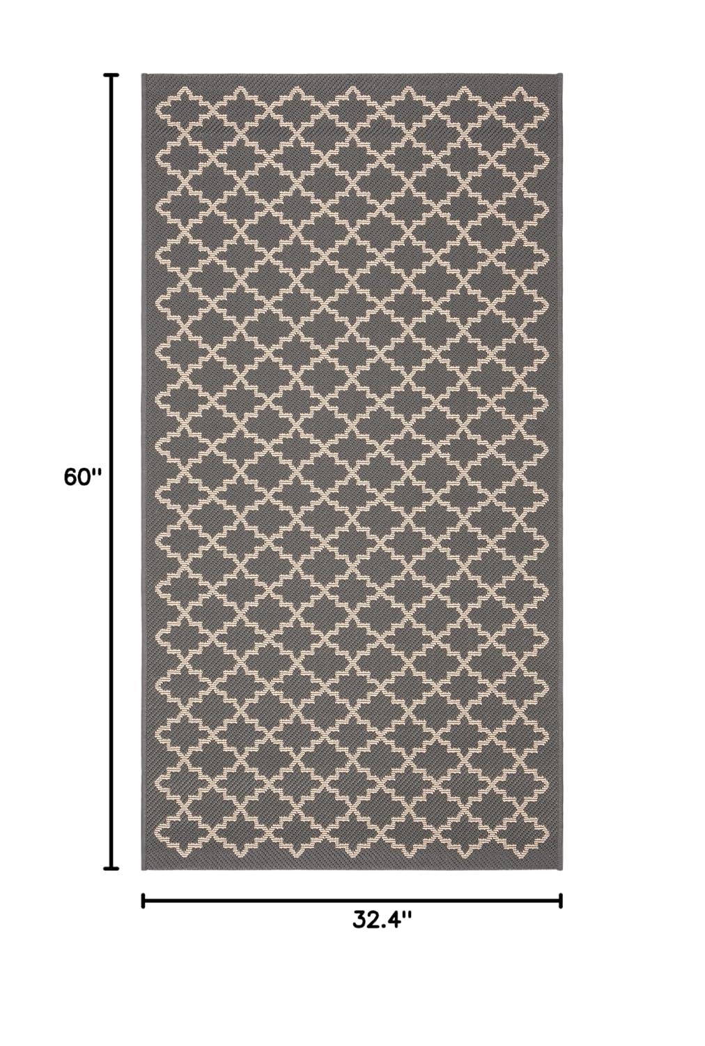 SAFAVIEH Courtyard Hilbert Trellis Indoor/Outdoor Area Rug, 2'7" x 5', Green/Beige