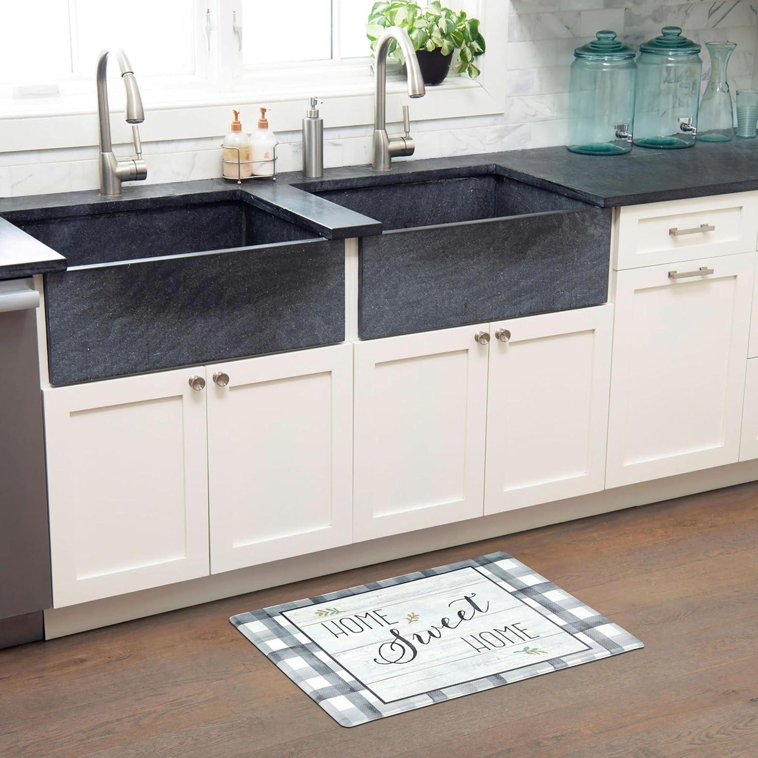 SoHome Cozy Living Home Sweet Home Farmhouse Buffalo Check Border Anti-Fatigue Mat