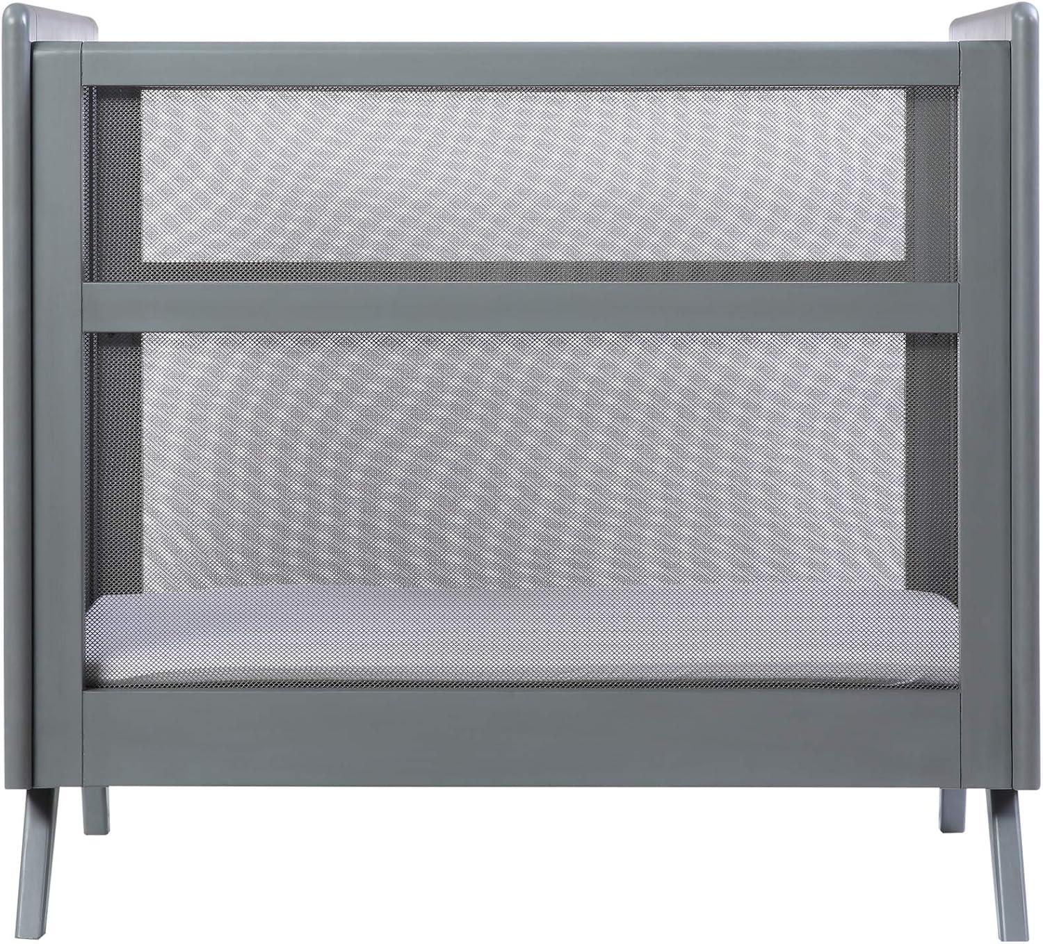 BreathableBaby Breathable Mesh 2-in-1 Mini Crib, Gray, Greenguard Gold Certified