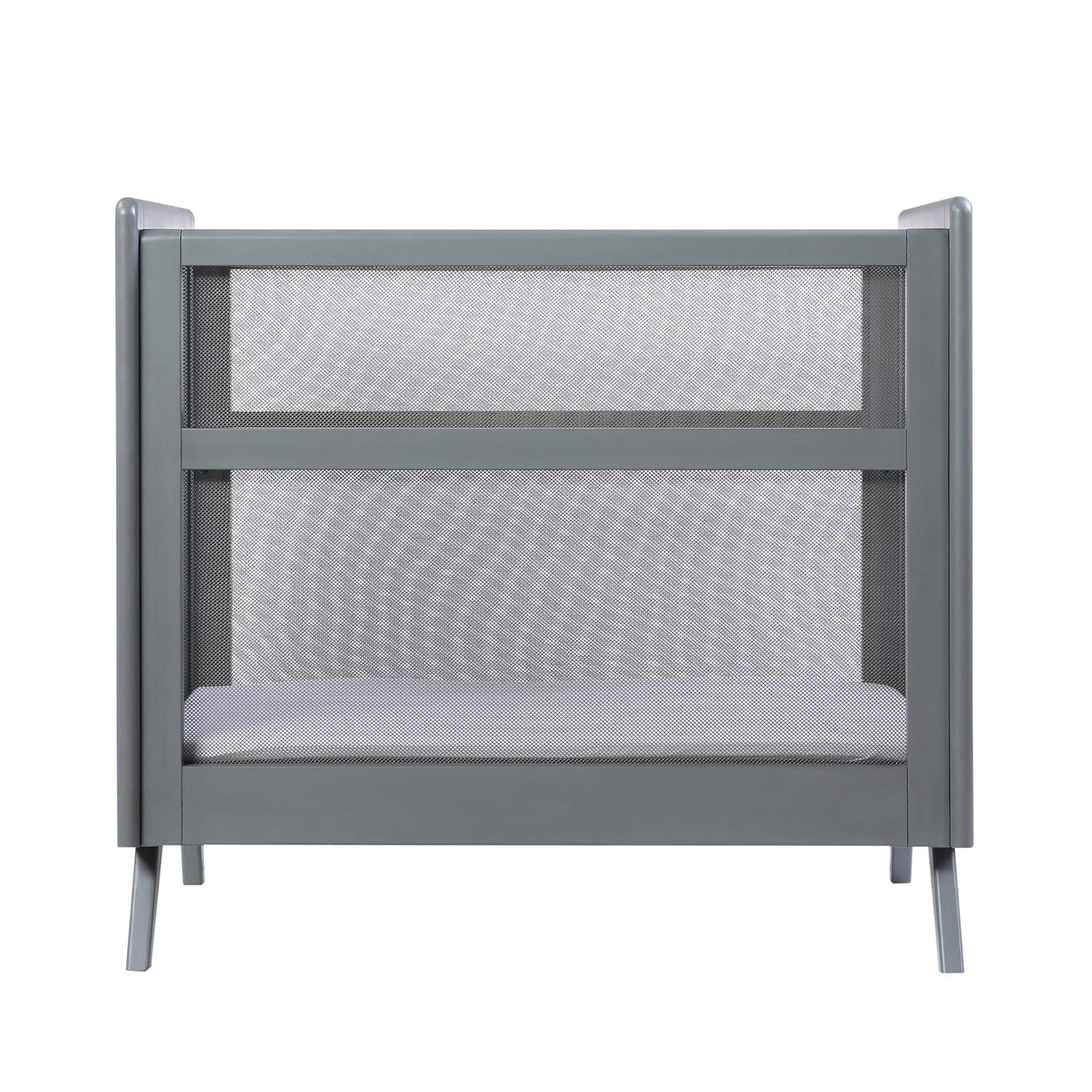 BreathableBaby Breathable Mesh 2-in-1 Mini Crib, Gray, Greenguard Gold Certified
