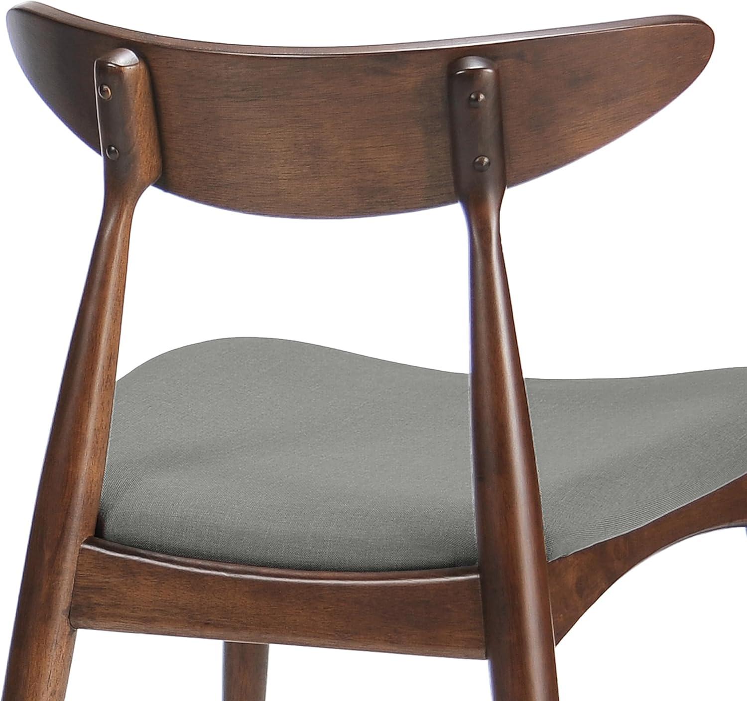 GDF Studio Wales Mid Century Modern Fabric Upholstered 5 Piece Dining Set, Light Gray and Walnut