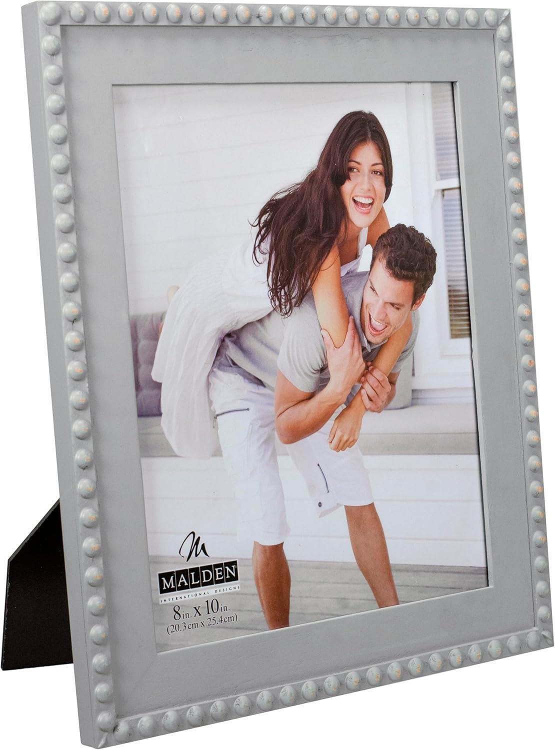 Gray Beaded Picture Frame with Mat