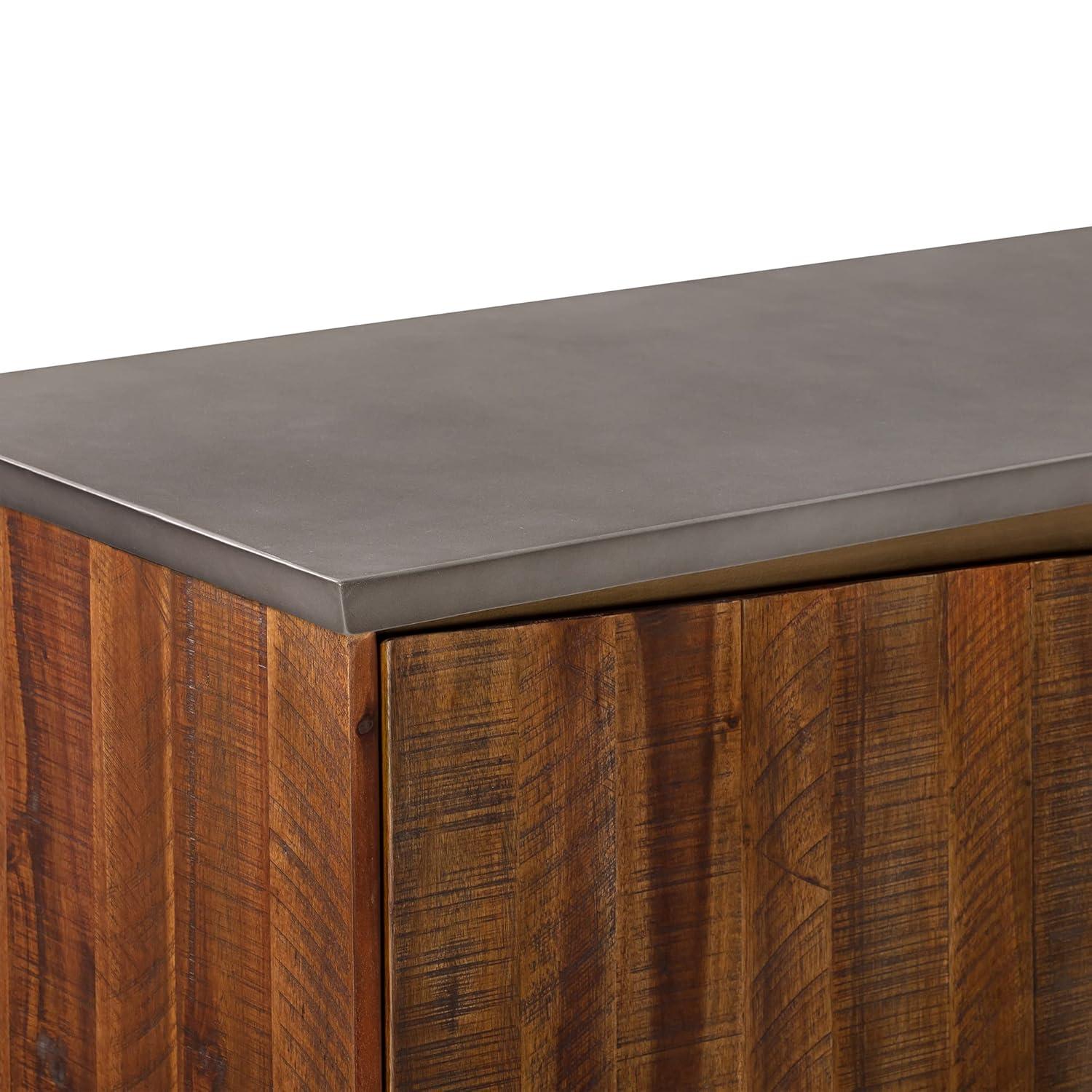 Picadilly 4 Door Sideboard Buffet in Acacia Wood and Concrete