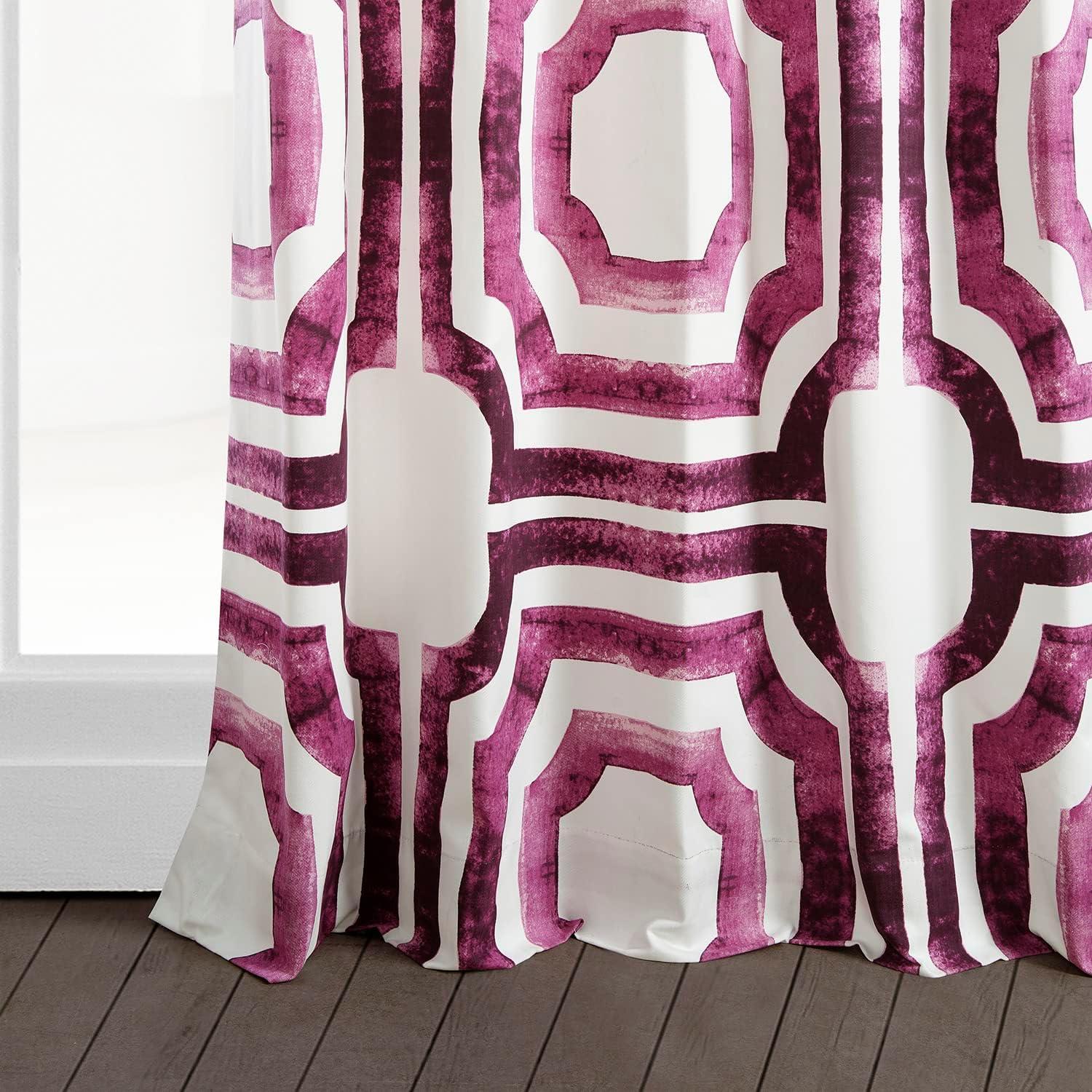 Mecca Pink Printed Cotton Curtain (1 Panel), Mecca Pink, 50W X 96L
