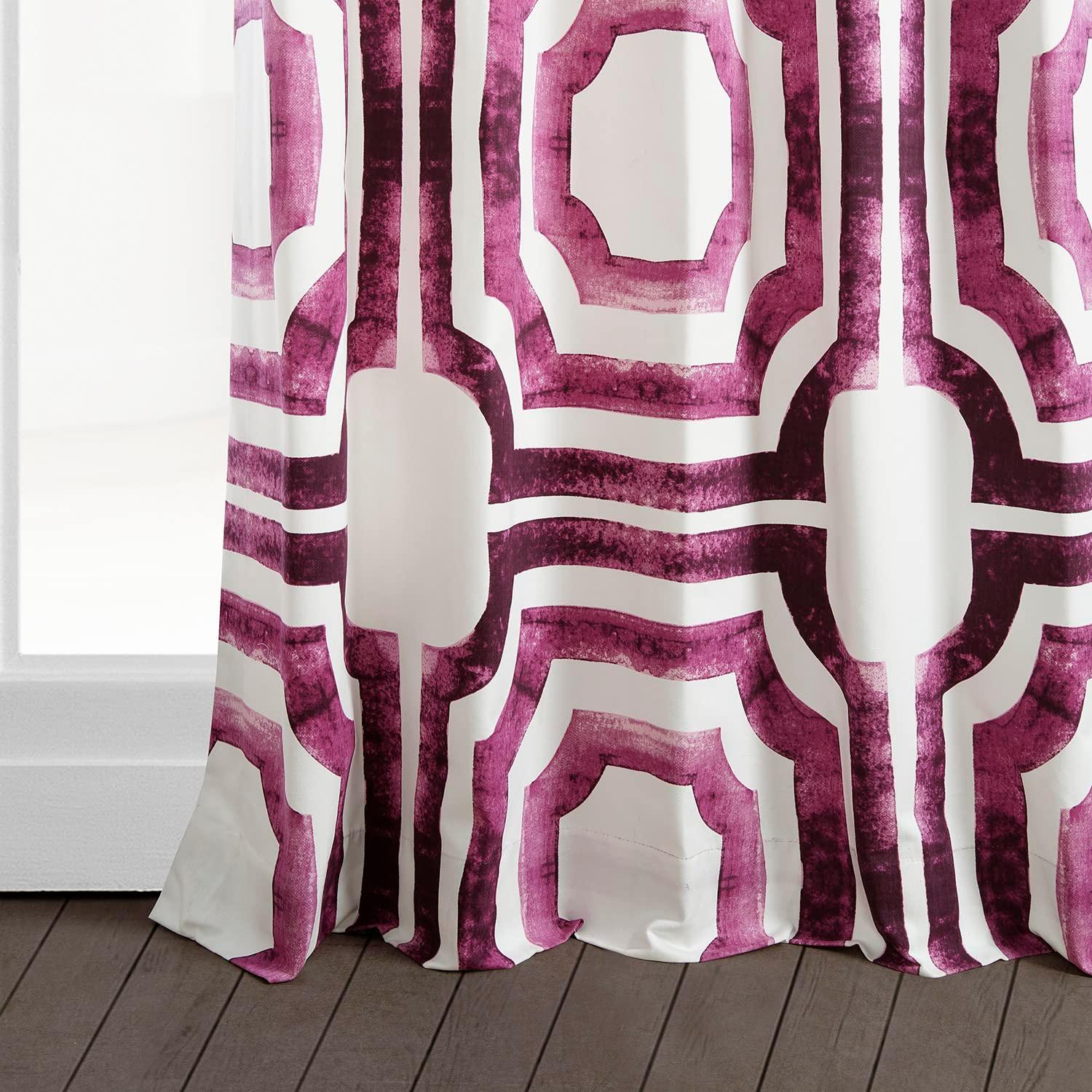 Mecca Pink Printed Cotton Curtain (1 Panel), Mecca Pink, 50W X 96L