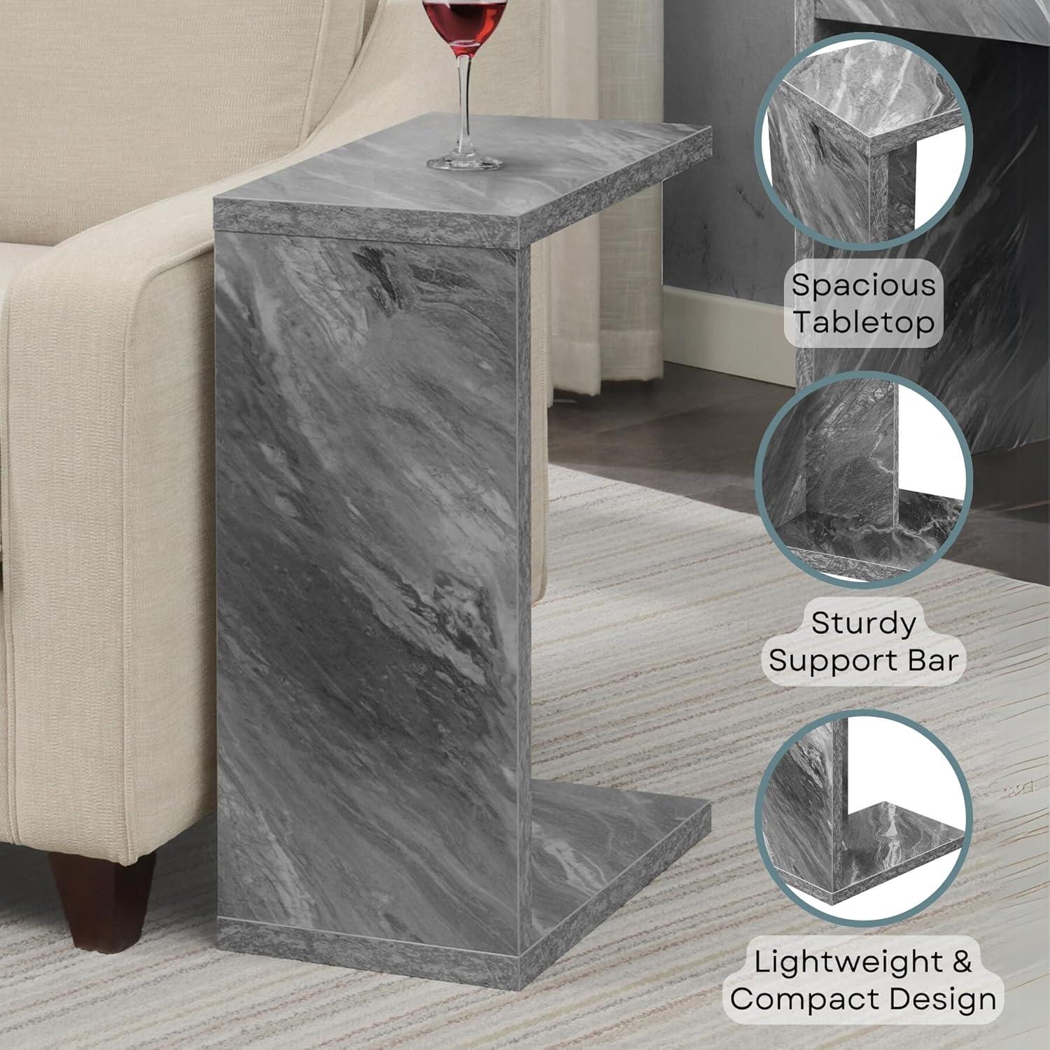 Convenience Concepts Northfield Admiral C End Table, Gray Faux Marble