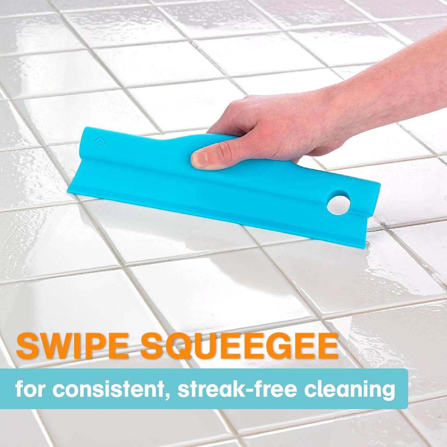 Polder Swipe Squeegee, Window Cleaner with Silicone Blade, Shower Squeegee with Flexible Handle, Ideal for Car, Kitchen, Bathroom, Shower Mirror, and More, Cleaning Supplies, Turquoise