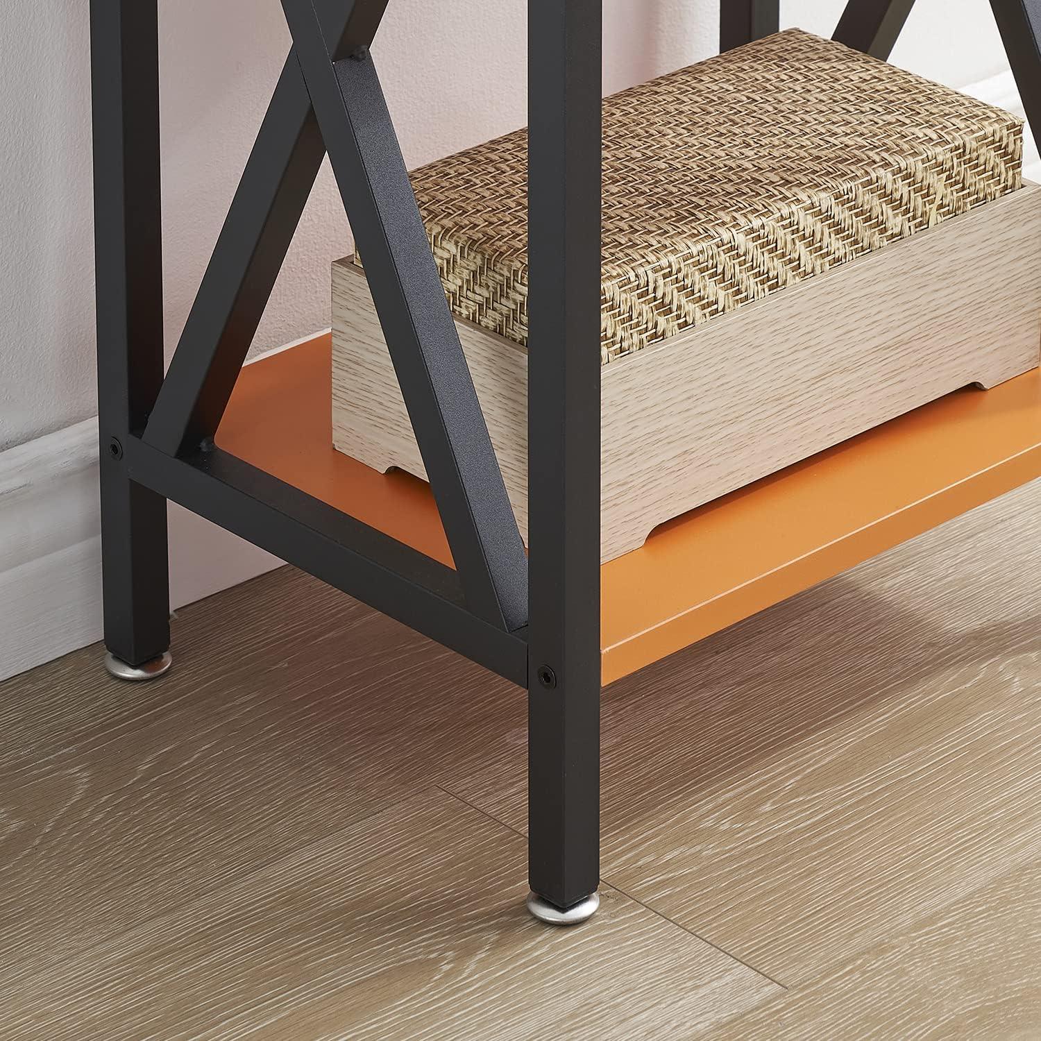 Killeryuki Modern Side End Table, Nightstand Storage Shelf with Bin Drawer for Living Room, Bedroom, Lounge, 15.8in11.8in21.7in, Orange