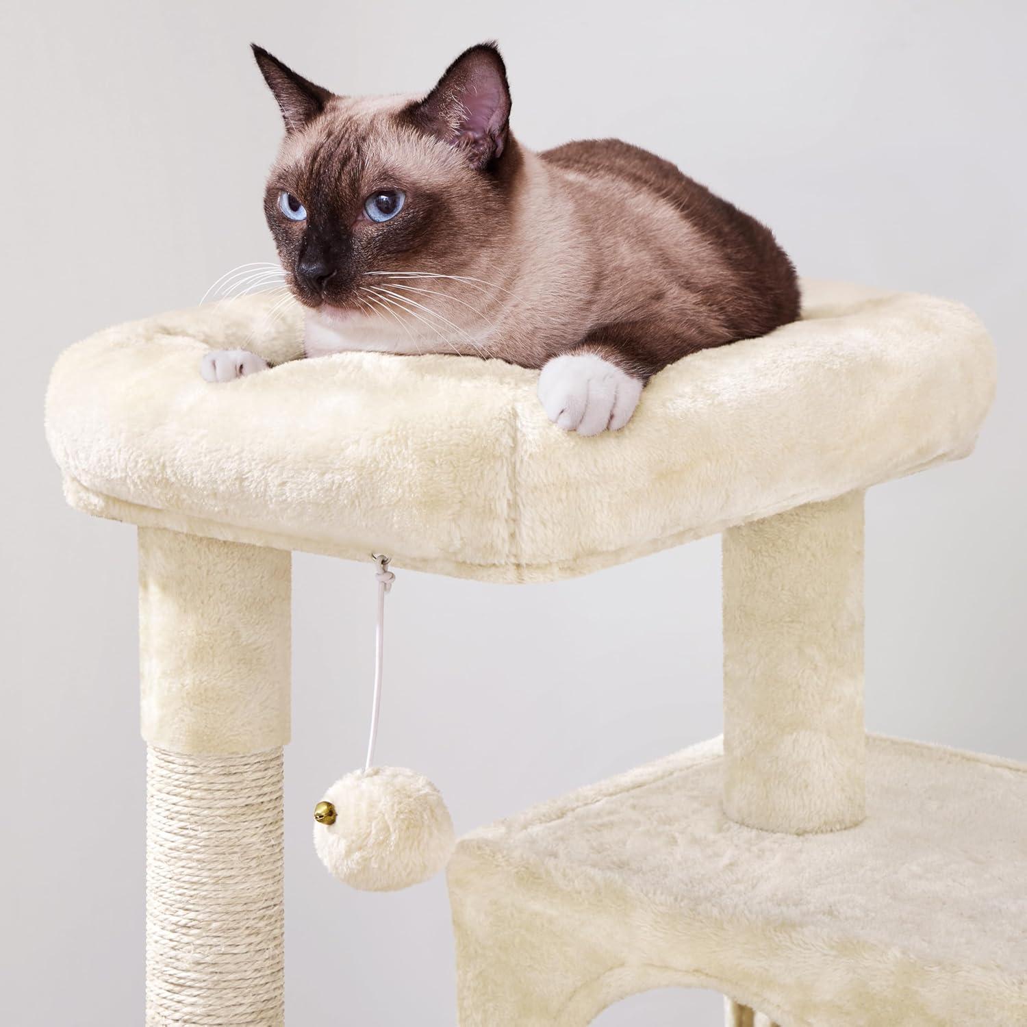 ZENY 36-in Cat Tree & Condo Scratching Post Tower, Beige
