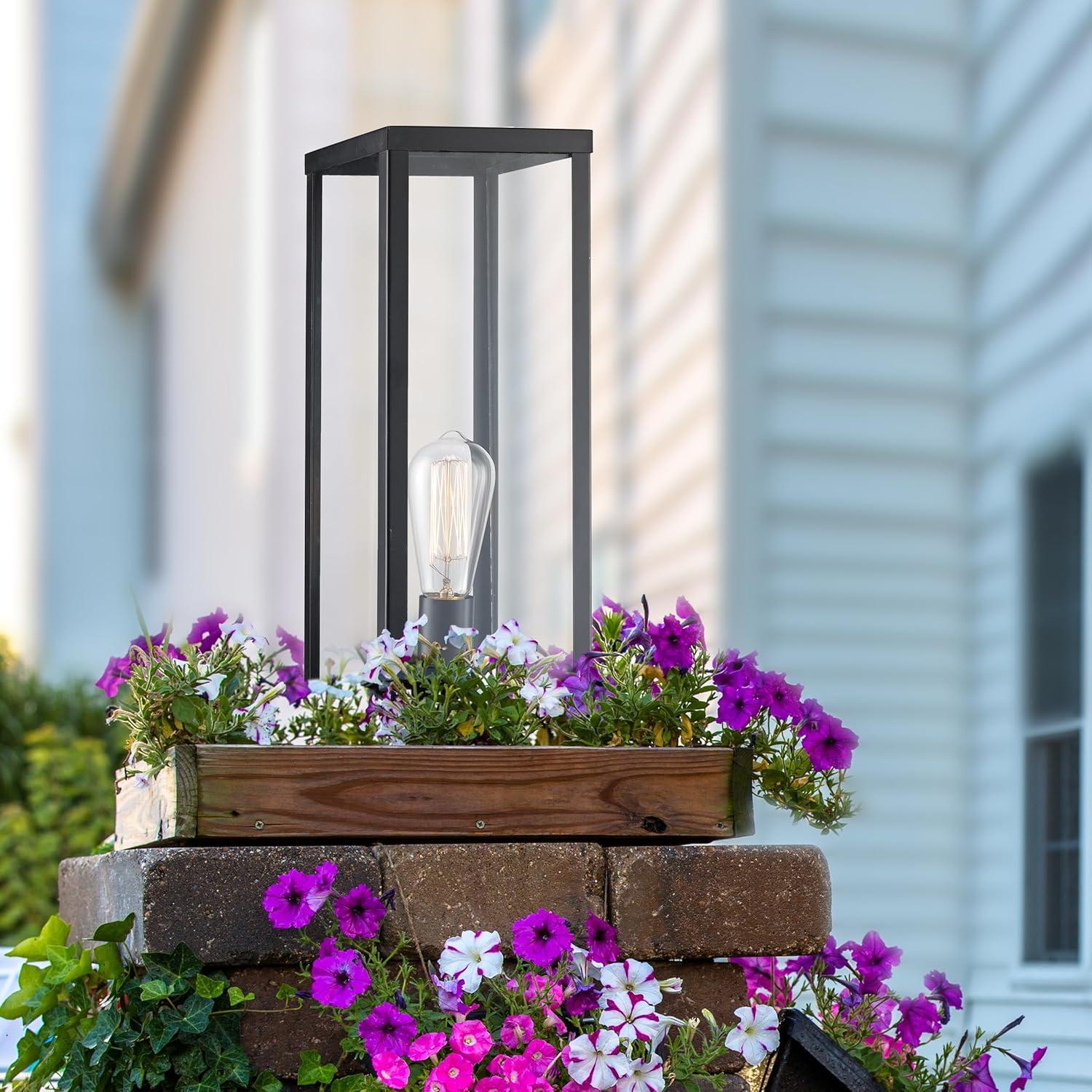 Oxford Industrial Black Outdoor Post Lantern, 19.25" Height