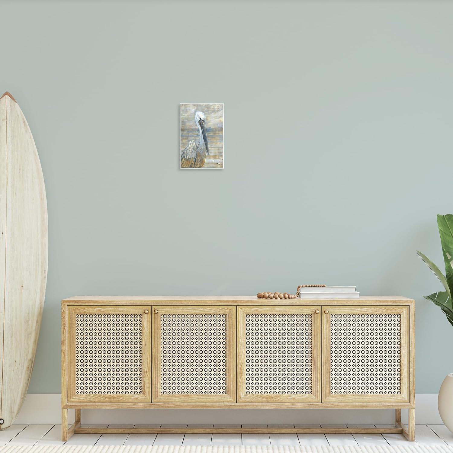 Stupell Industries Coastal Pelican Bird Abstract Portrait Painting Unframed Art Print Wall Art, Design by Paul Brent