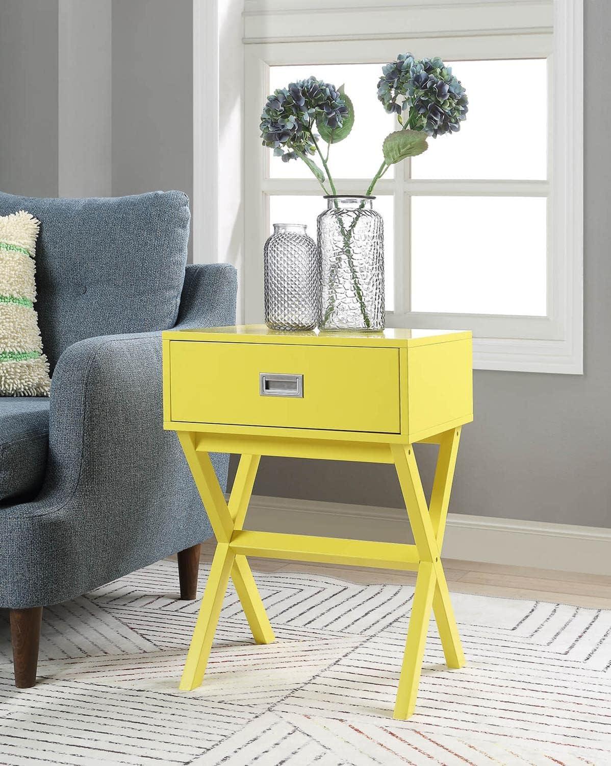 Convenience Concepts Designs2Go Landon 1 Drawer End Table, Yellow