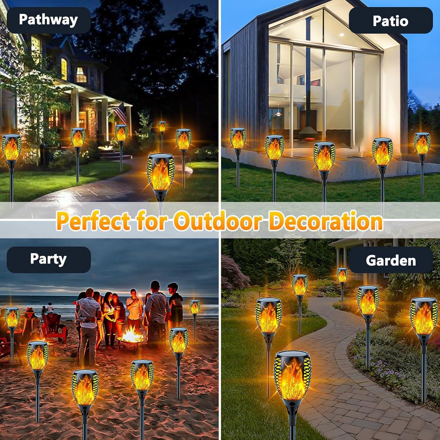 Upgraded Solar Lights Outdoor, 6 Pack Flickering Flame Solar Torch Lights with Super Larger Size for Halloween Decor, Solar Halloween Lights Waterproof Solar Powered Outdoor Lights for Garden Pathway