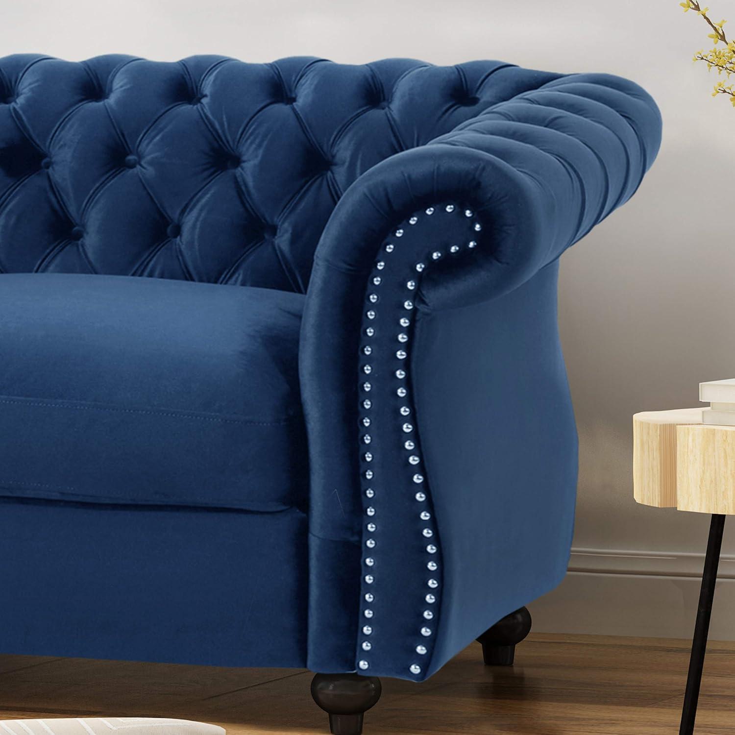 Somerville Traditional Chesterfield Loveseat Navy - Christopher Knight Home: Elegant Tufted Design, Nailhead Trim, Comfort Seating
