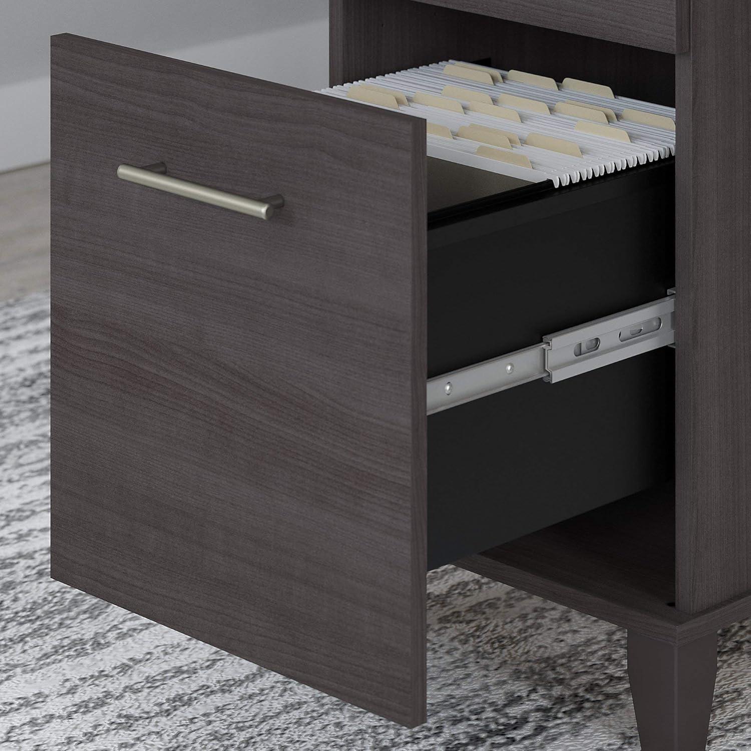 Somerset 72W Office Desk with Drawers and Hutch in Storm Gray - Engineered Wood