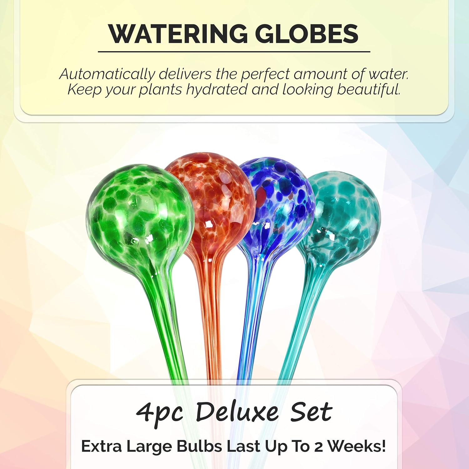 Large Hand-Blown Glass Plant Watering Globes Set