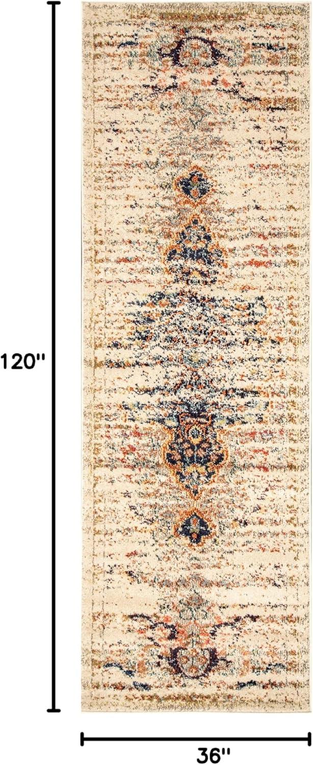 Sarita Beige Synthetic Rectangular Runner Rug 2'6" x 10'