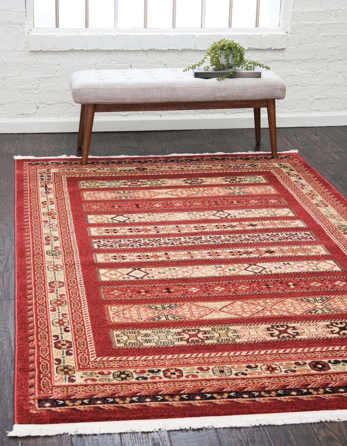 Unique Loom Fars Collection Area Rug - Pasadena (4' 1" x 6' 1" Rectangle Rust Red/Black)