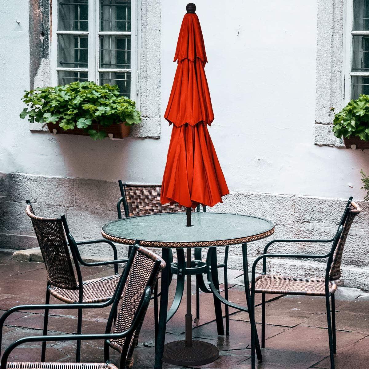 10' Orange Polyester Octagonal Patio Umbrella with Crank Lift