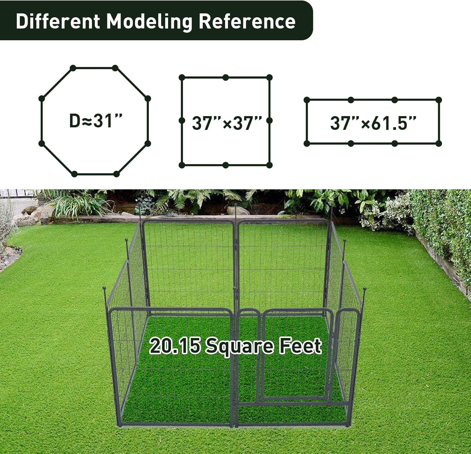FDW Dog Playpen Pet Dog Fence 32" Height 16 Panels Metal Dog Pen Outdoor Exercise Pen with Doors for Large/Medium /Small Dogs Camping,Yard
