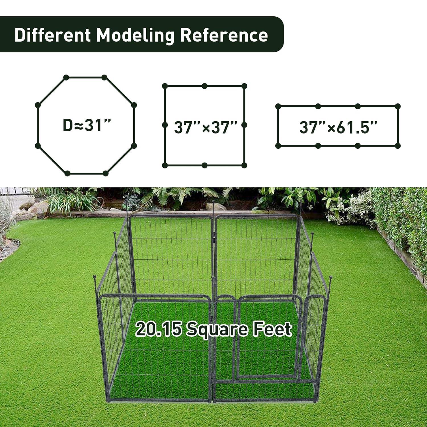 FDW Dog Playpen Pet Dog Fence 32" Height 16 Panels Metal Dog Pen Outdoor Exercise Pen with Doors for Large/Medium /Small Dogs Camping,Yard