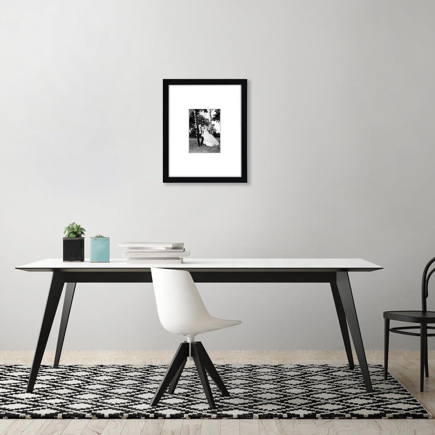 Americanflat 11x14 Picture Frame in Black - Displays 5x7 With Mat and 11x14 Without Mat - Composite Wood with Shatter Resistant Glass