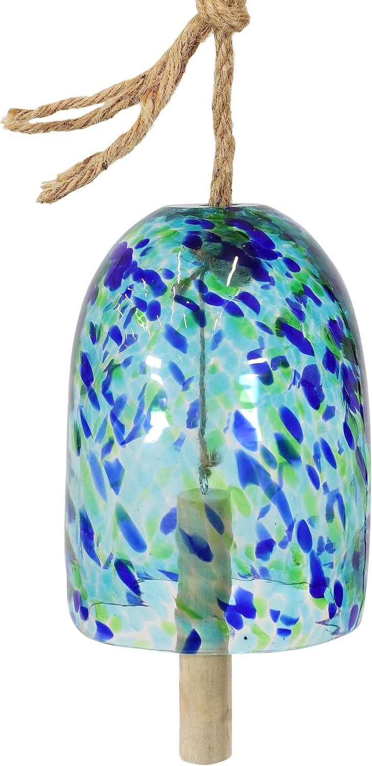 Sunnydaze Outdoor Natural Melody Glass Wind Bell Chime - 7.5" - Blue Freeze