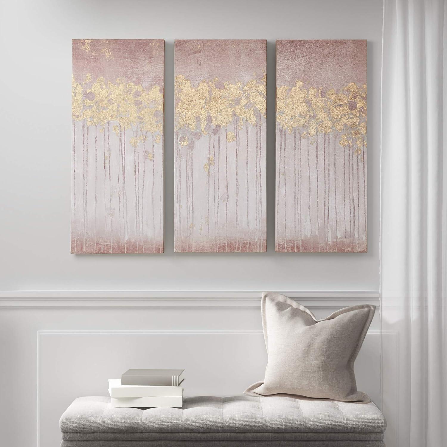 Blush and Gold Abstract Forest 3-Piece Canvas Wall Art Set