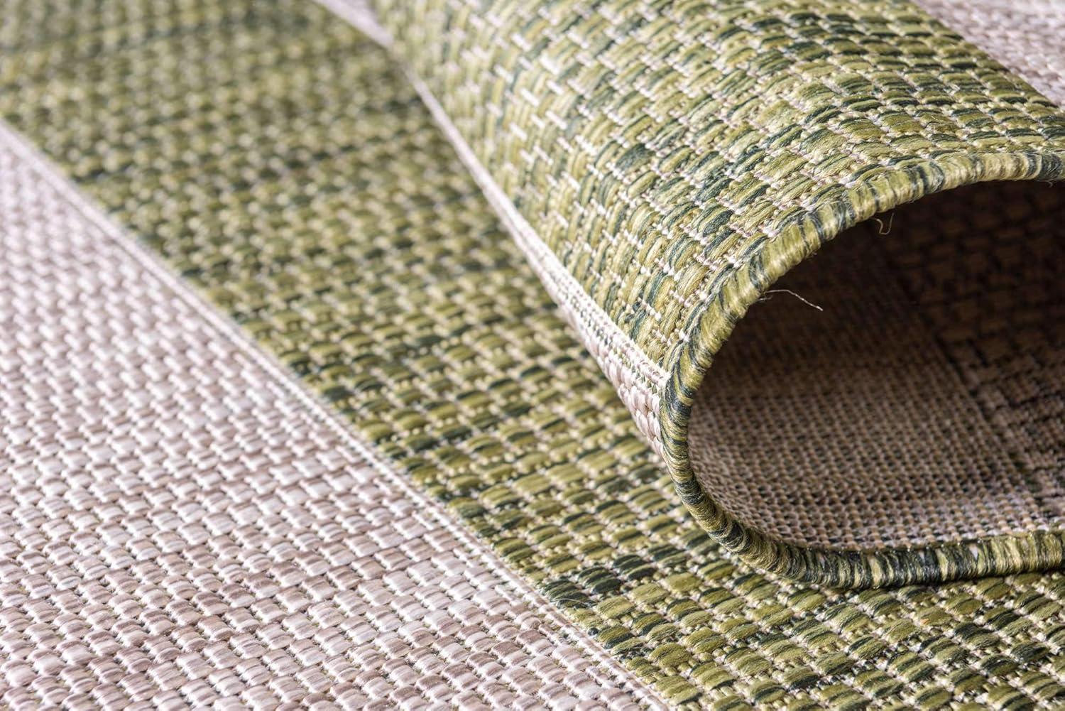 Unique Loom 4' 1 x 6' 1 Rectangle Indoor/Outdoor Striped Green Area Rug