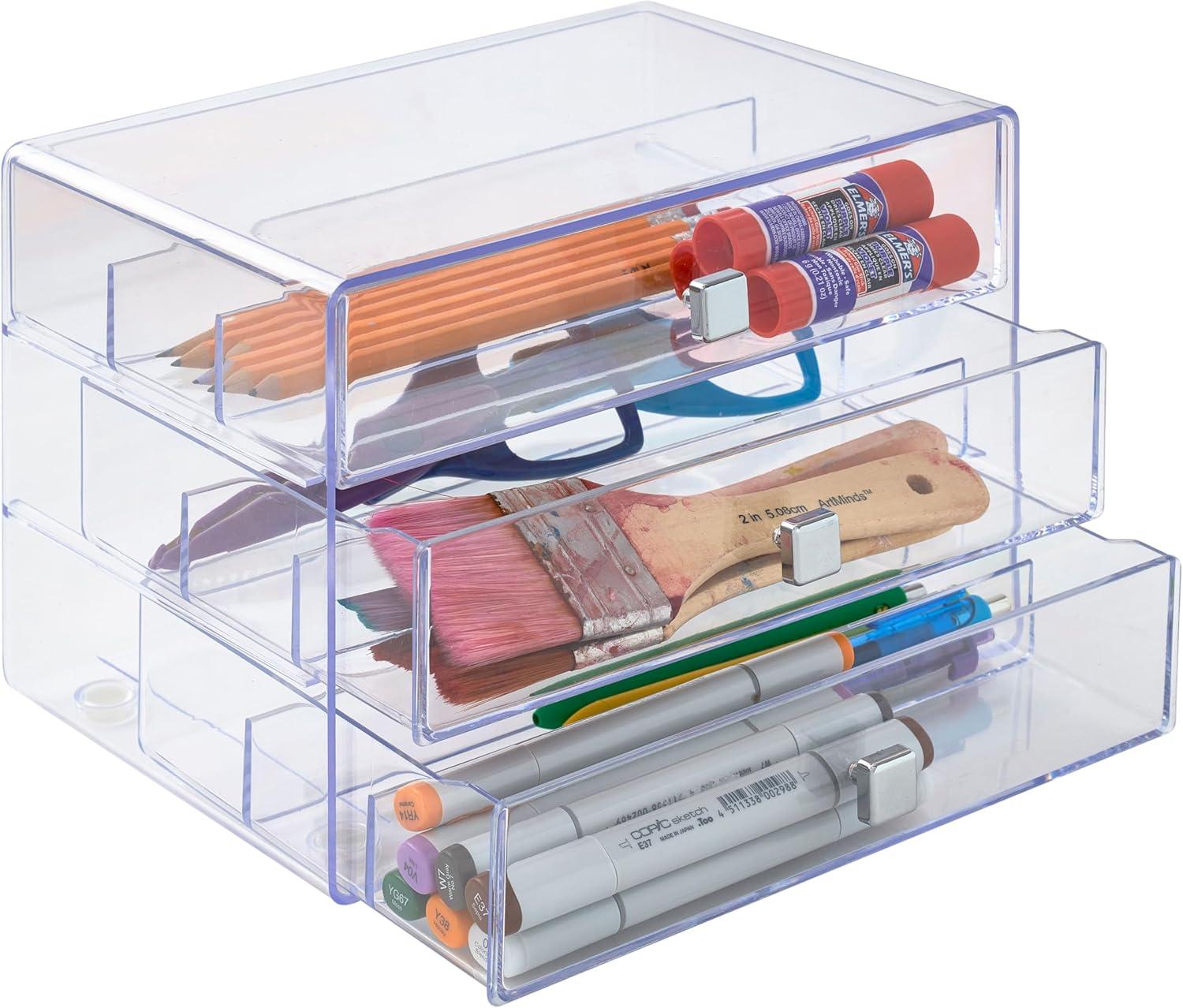 Three Drawer Washi Tape Storage Keeper by Simply Tidy - Organize Arts & Crafts - Embellishments - Washi Tape - Jewelry - Clear - 1 Pack