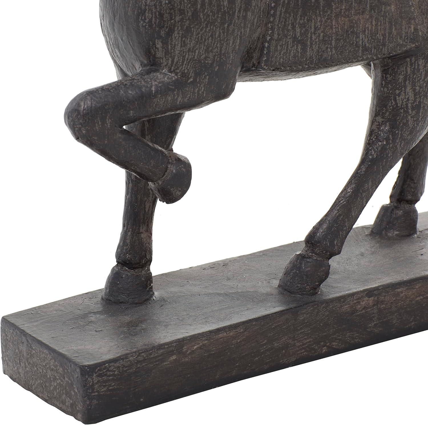 9" x 9" Brown Polystone Horse Sculpture, by DecMode