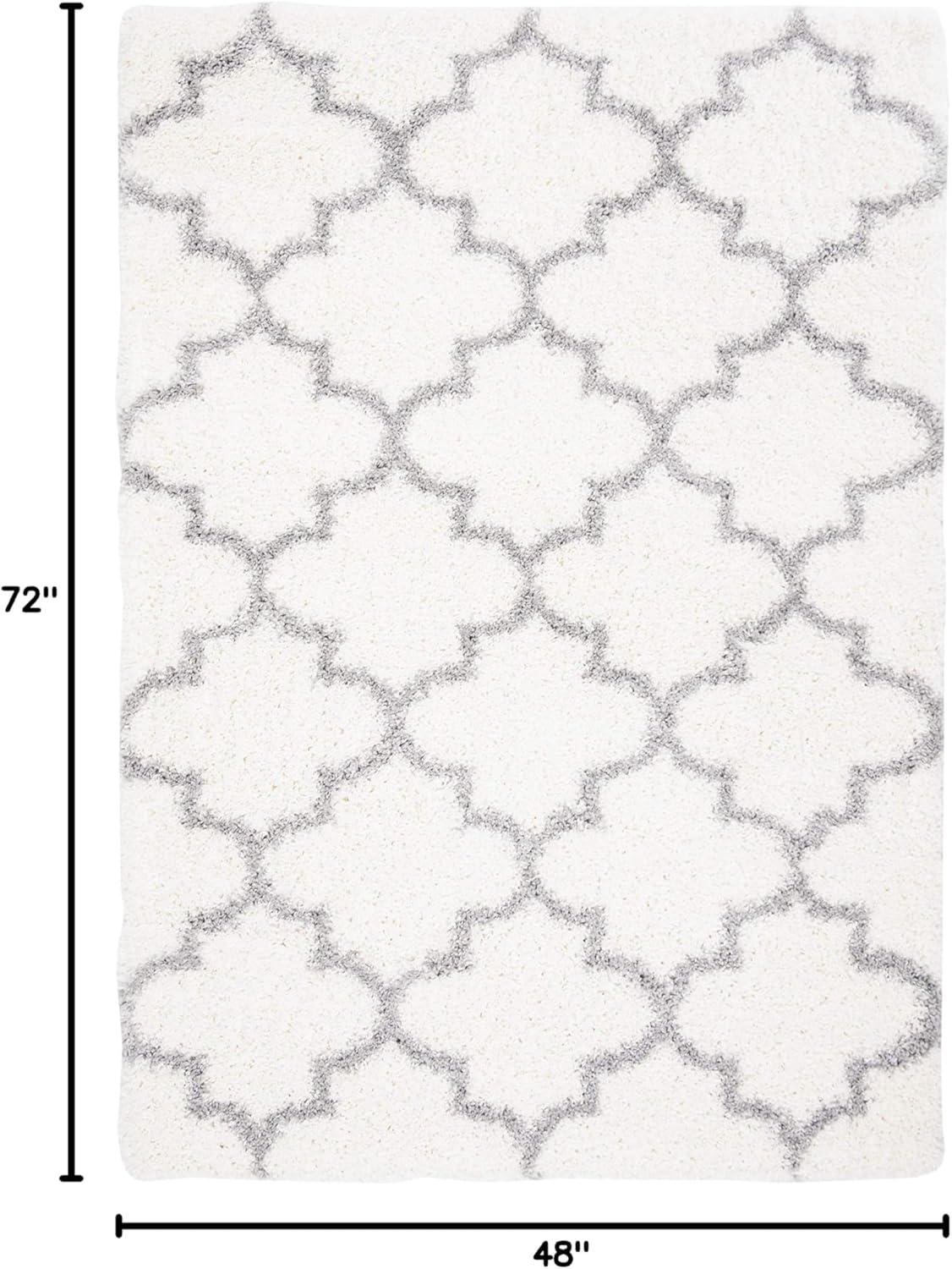 Fontana Shag 800 FNT818 Power Loomed Indoor Area Rug - Cream/Grey - 4'x6' - Safavieh