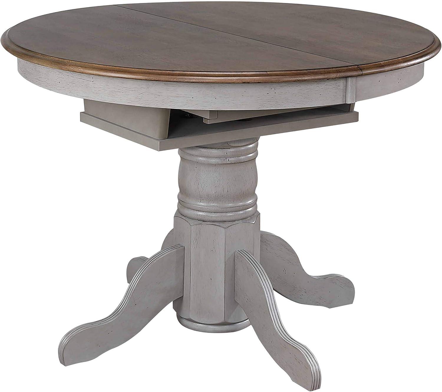 Sunset Trading Country Grove Round or Oval Extendable Dining Table | Distressed Gray and Brown Wood