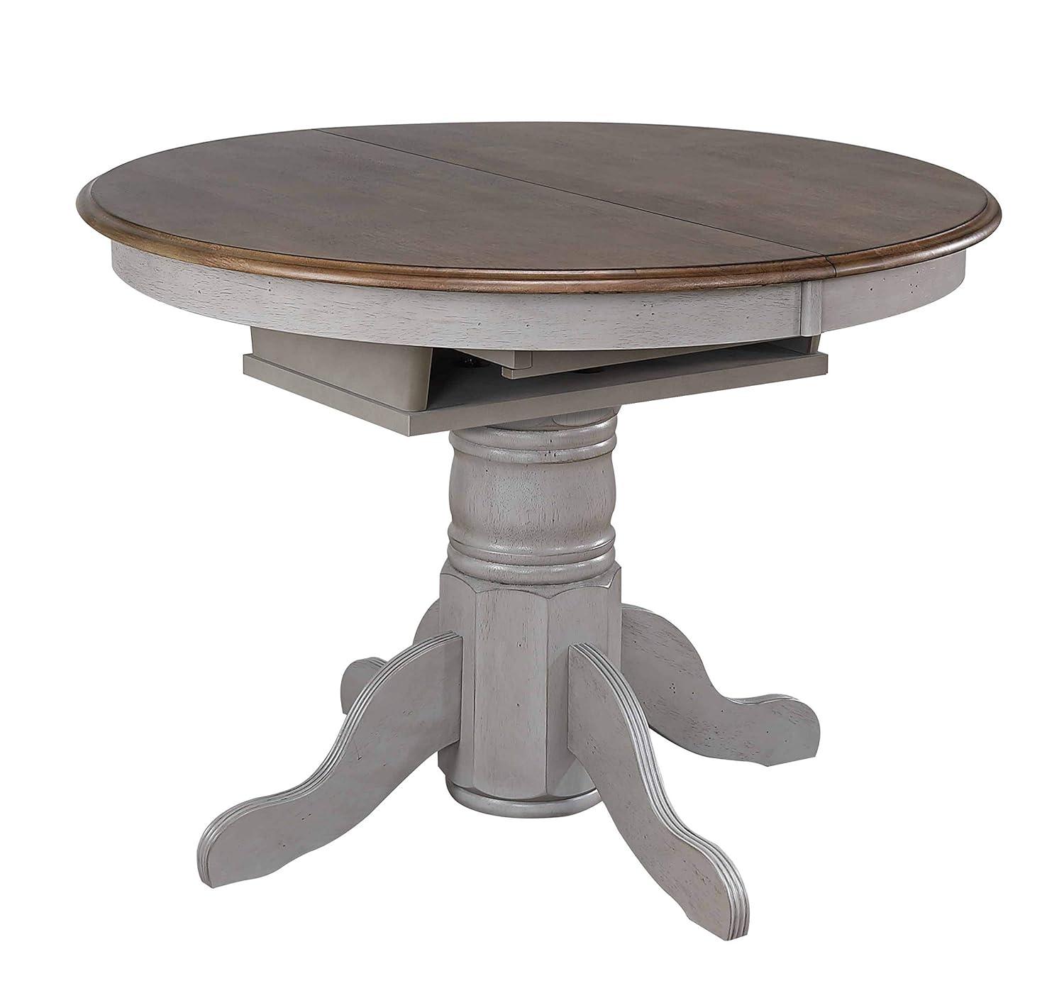Sunset Trading Country Grove Round or Oval Extendable Dining Table | Distressed Gray and Brown Wood