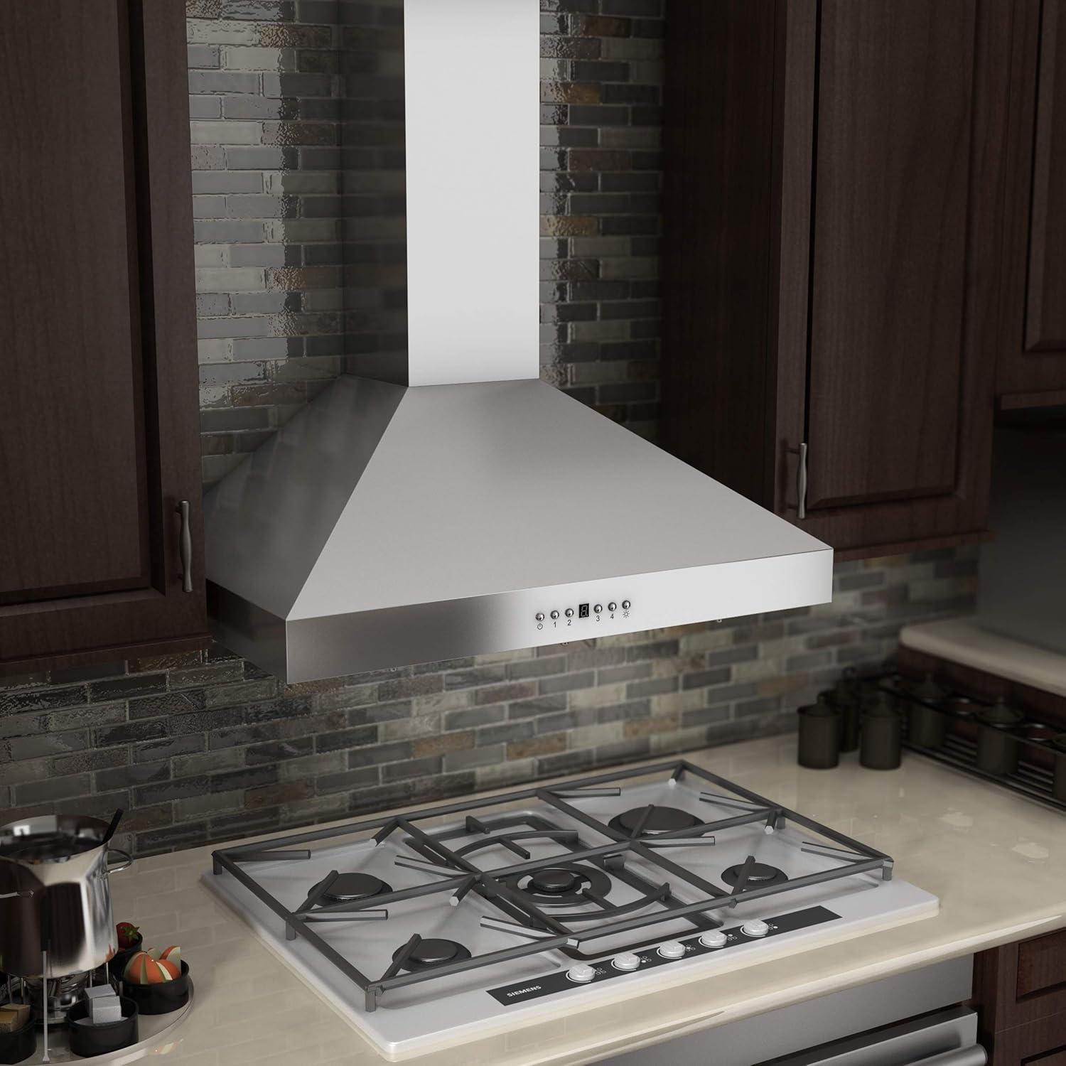 36" KL3 400 CFM Convertible Wall Mount Range Hood in Brushed Stainless Steel