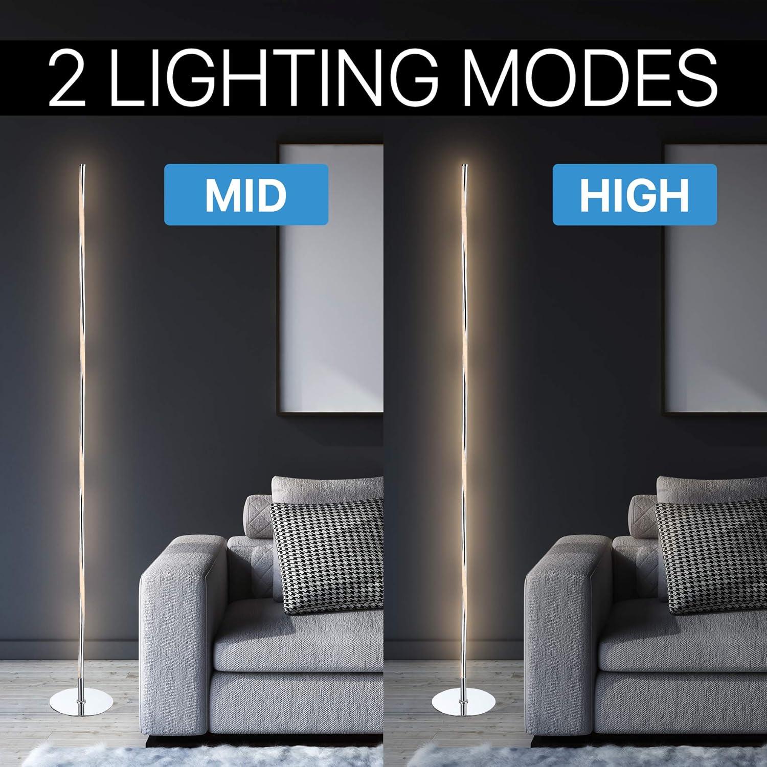 Tall Chrome LED Integrated Arc Floor Lamp
