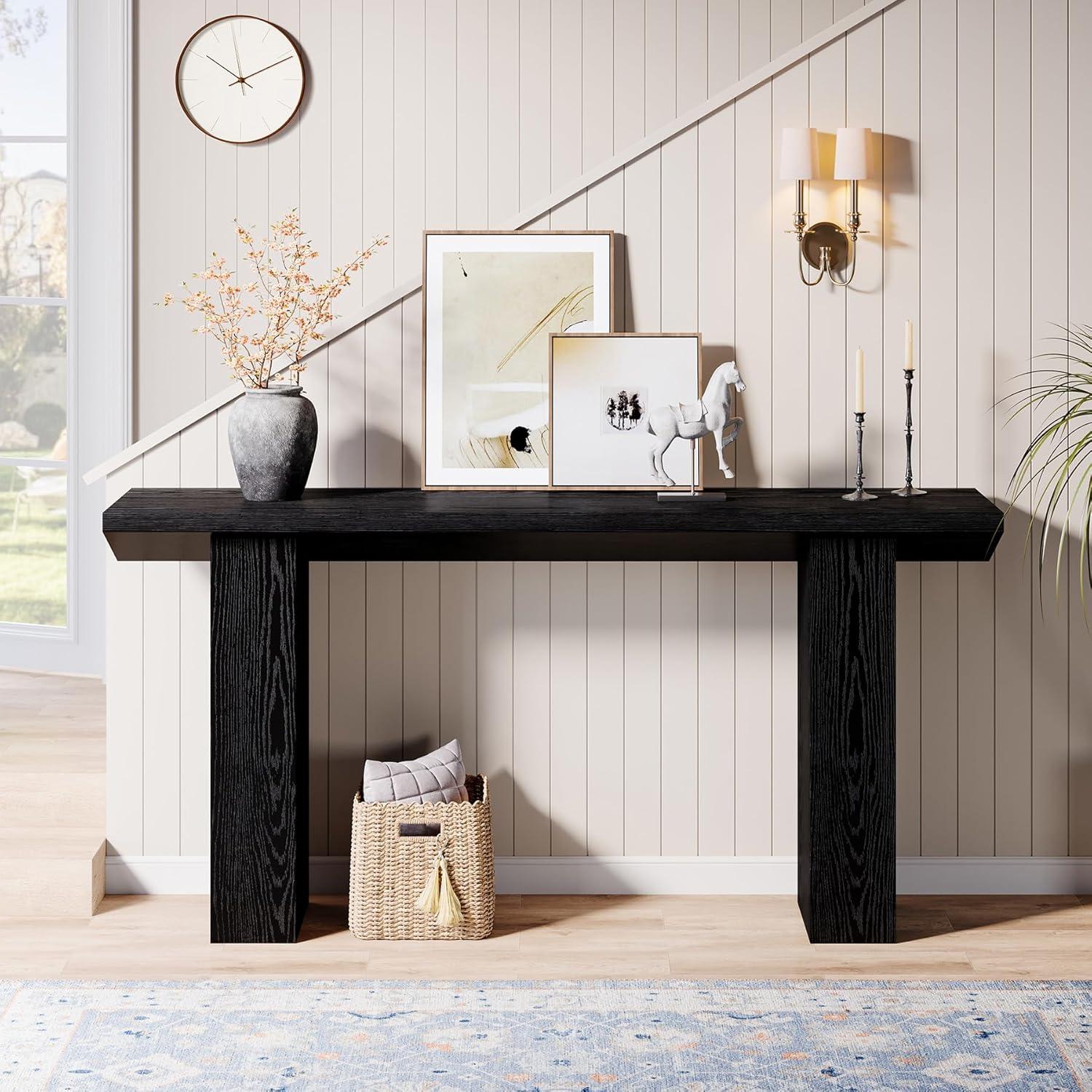 GIODIR 63 Inch Long Console Table, Rustic Wooden Sofa Table Behind Couch, Farmhouse Entryway Table, Industrial Accent Furniture For Entrance, Foyer, Hallway, Living Room