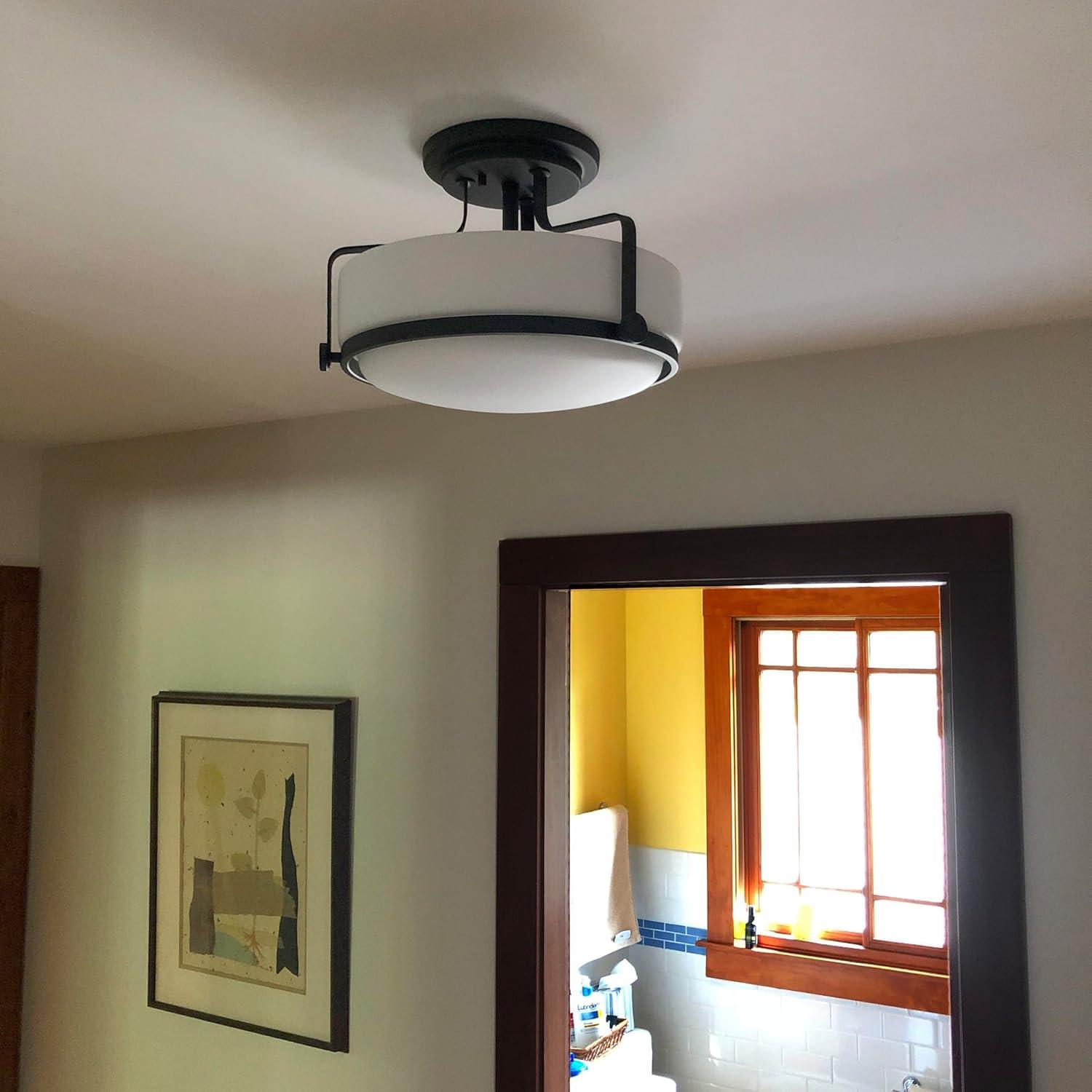Harper 14.5-in 3-Light Semi-Flush Mount Retro Ceiling Light