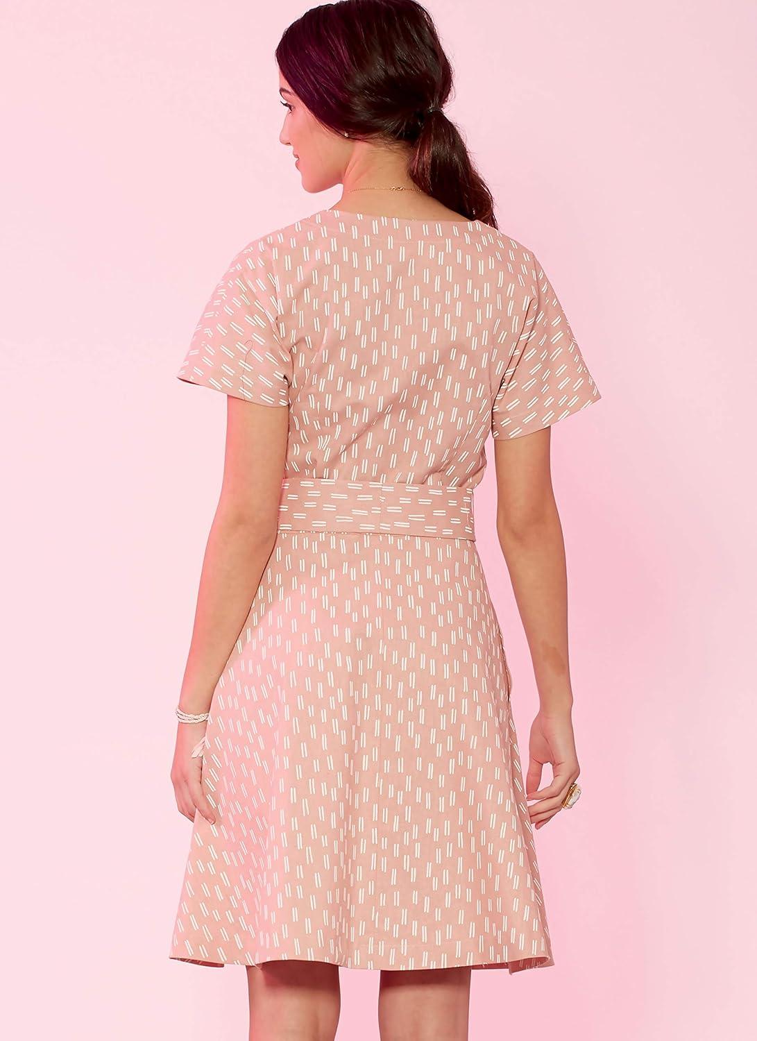 McCall's Patterns McCall's Women's Petite Belt and Button Up Dress, Sizes 6-14 Sewing Pattern, White