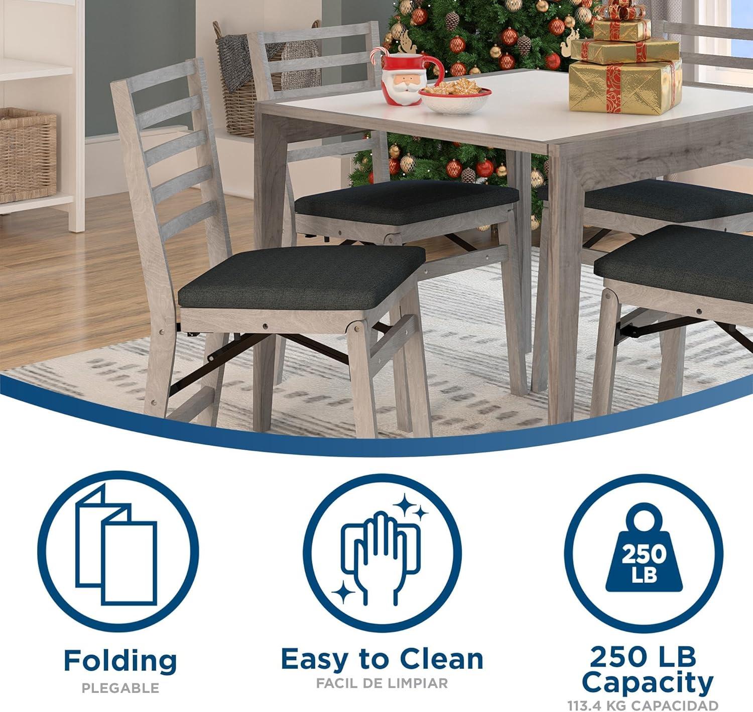 COSCO COSCO Contoured Back Wood Folding Chair with Fabric Seat (Set of 2)