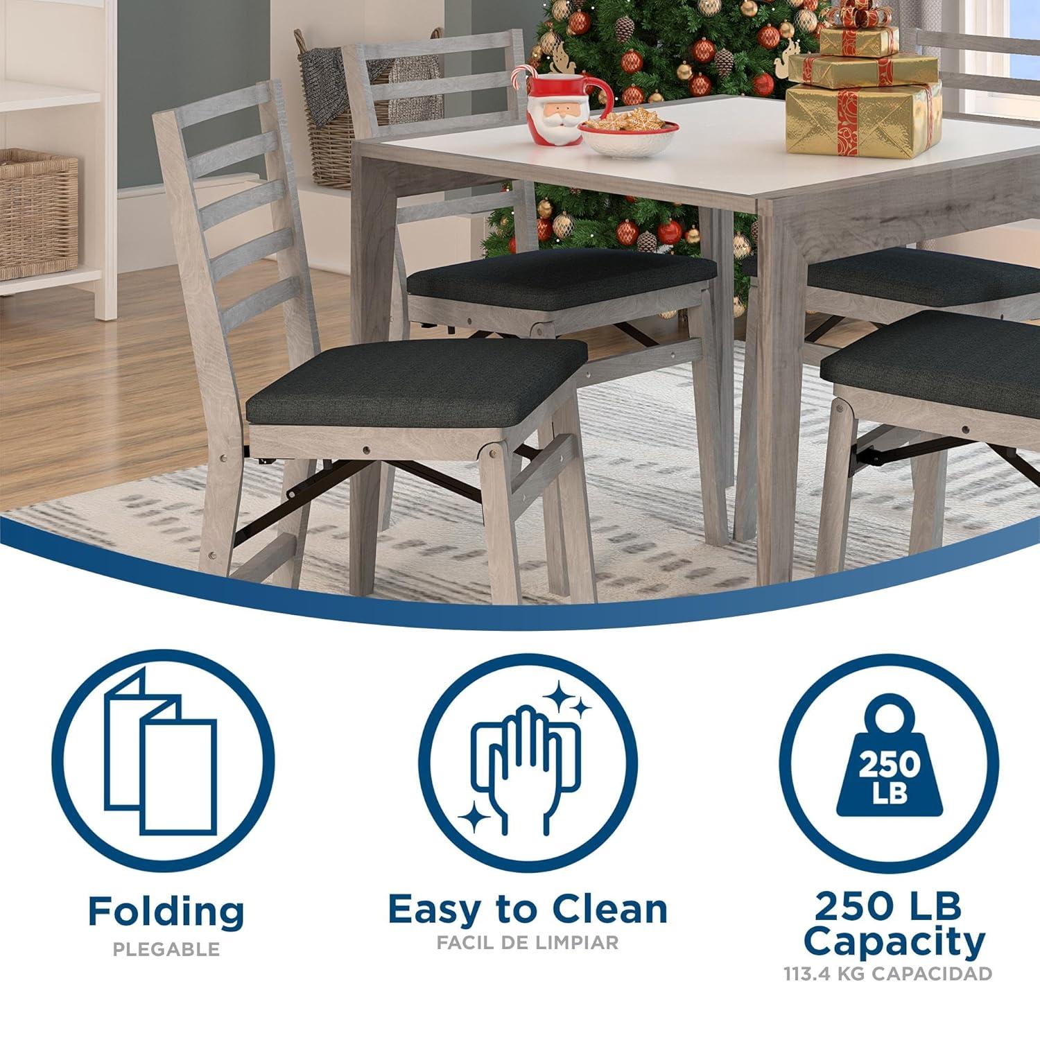 COSCO COSCO Contoured Back Wood Folding Chair with Fabric Seat (Set of 2)