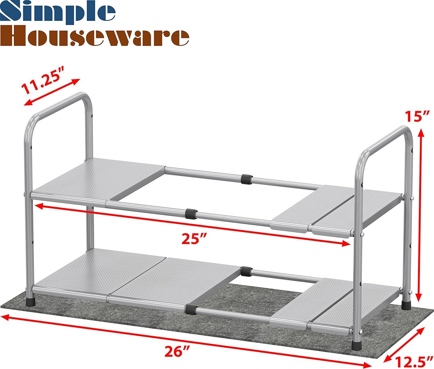 Silver Expandable 2-Tier Under Sink Metal Organizer Rack