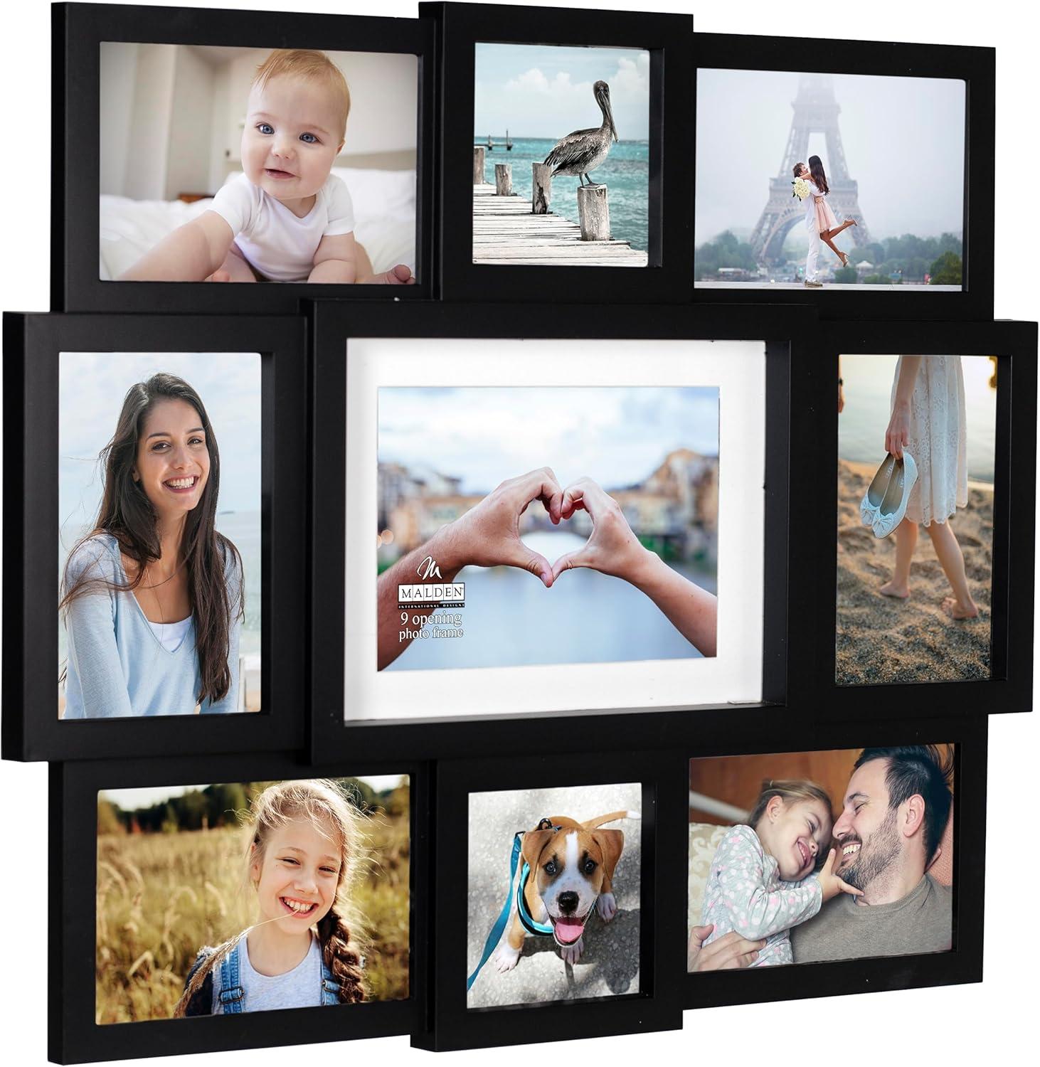 Malden Array Black Plastic 9-Opening Puzzle Collage Picture Frame